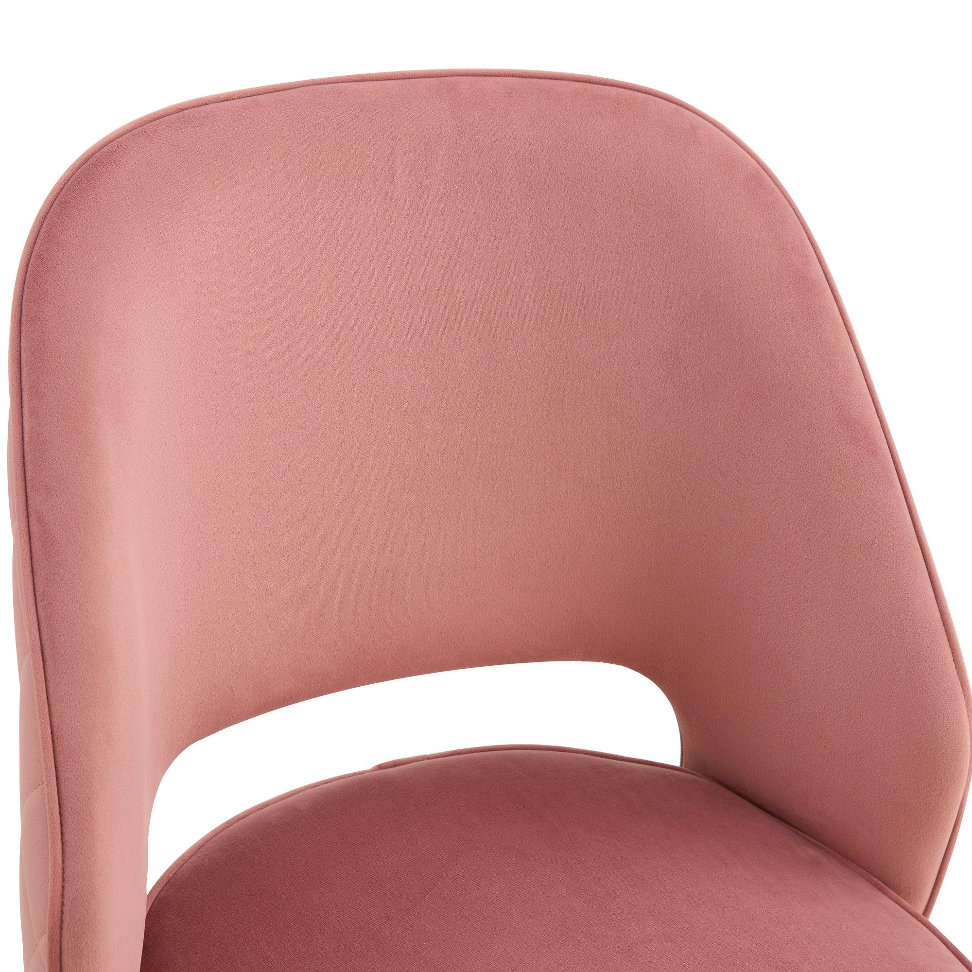 Modern Home Velvet Office Chairs, Adjustable 360 °Swivel Chair Engineering Plastic Armless Swivel Computer Chair With Wheels for Living Room, Bed Room Office Hotel Dining Room .Pink