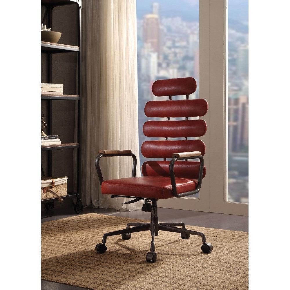 ACME Calan Office Chair in Antique Red Top Grain Leather 92109 image