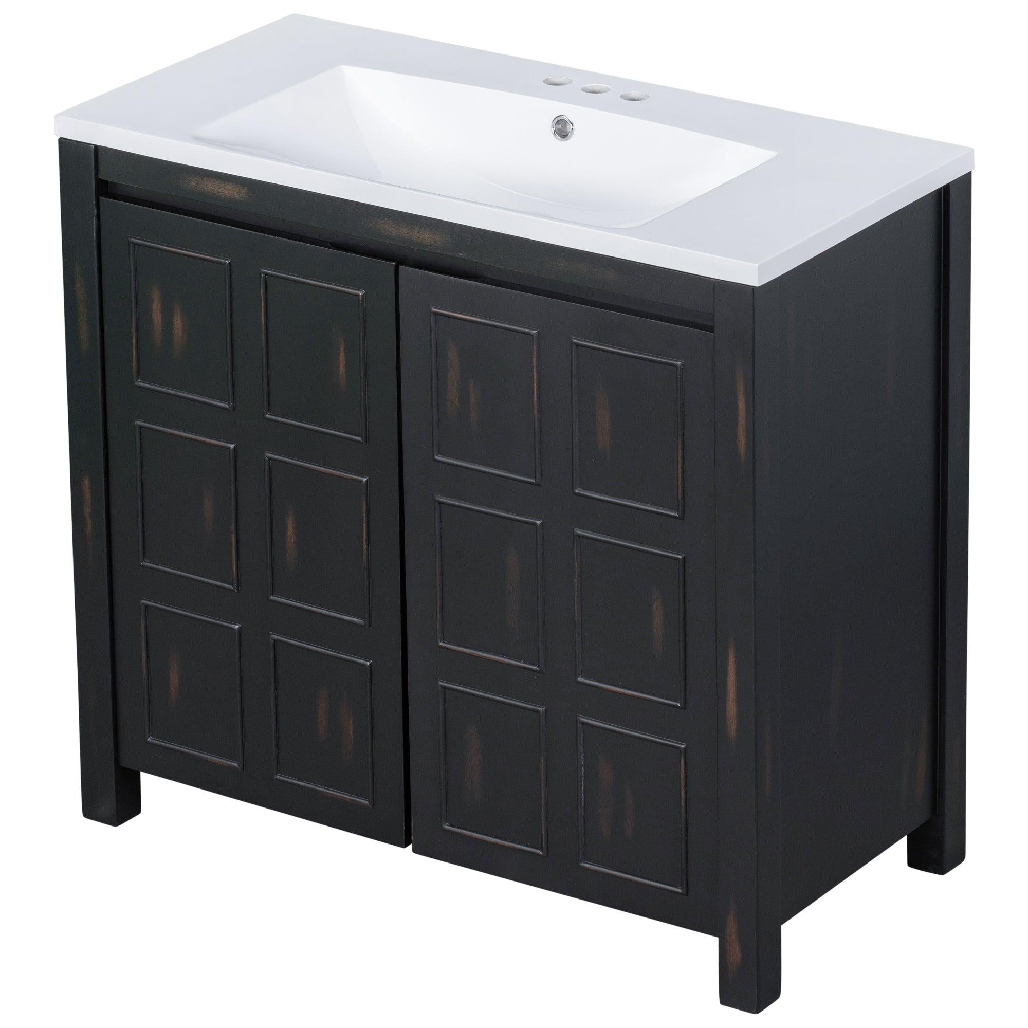 36" Bathroom Vanity Organizer with Sink,Combo Cabinet Set，BathroomStorage Cabinet,Retro Espresso