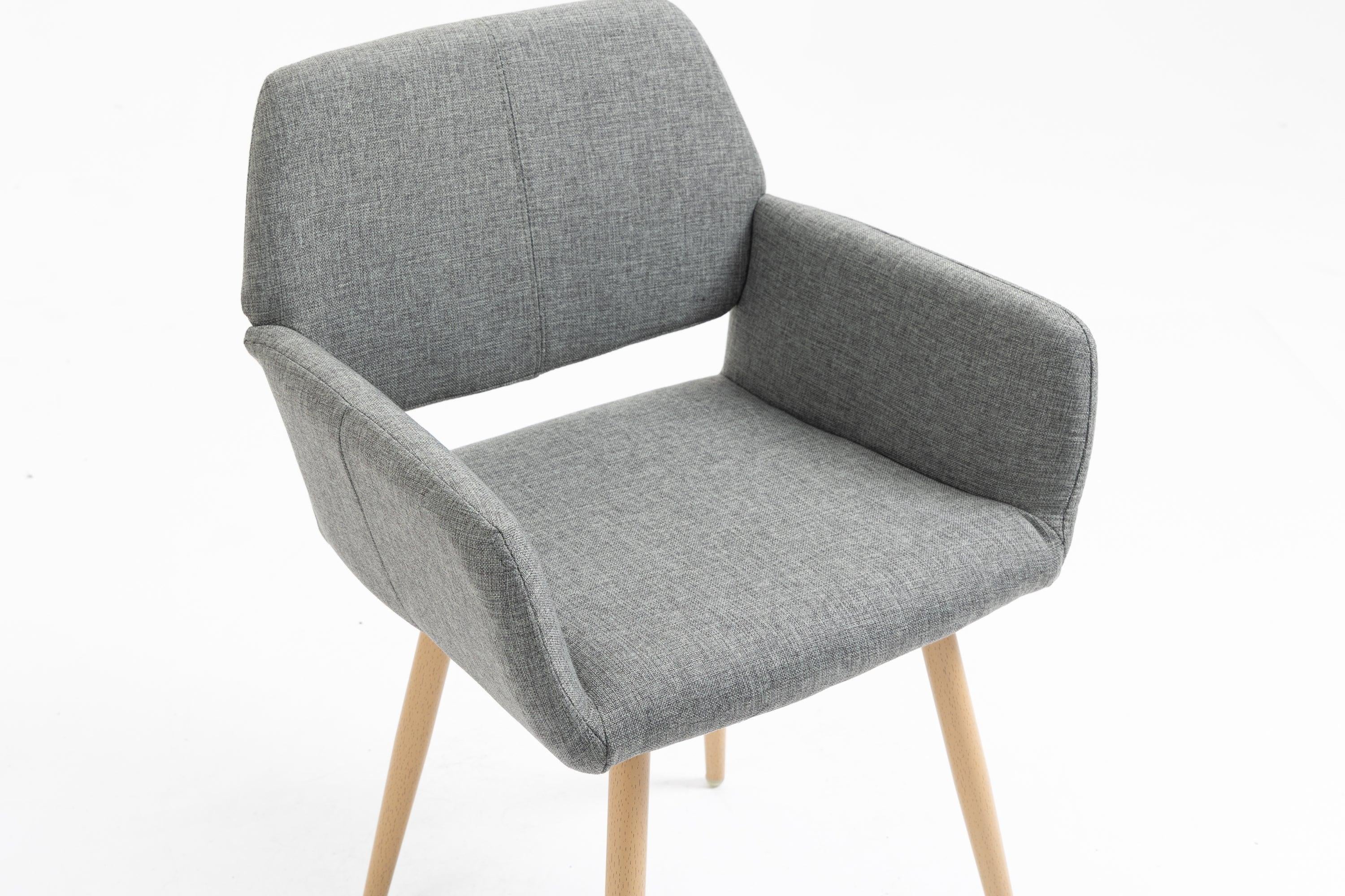 Fabric Upholstered Side Dining Chair with Metal Leg(Gray fabric+Beech Wooden Printing Leg),KD backrest