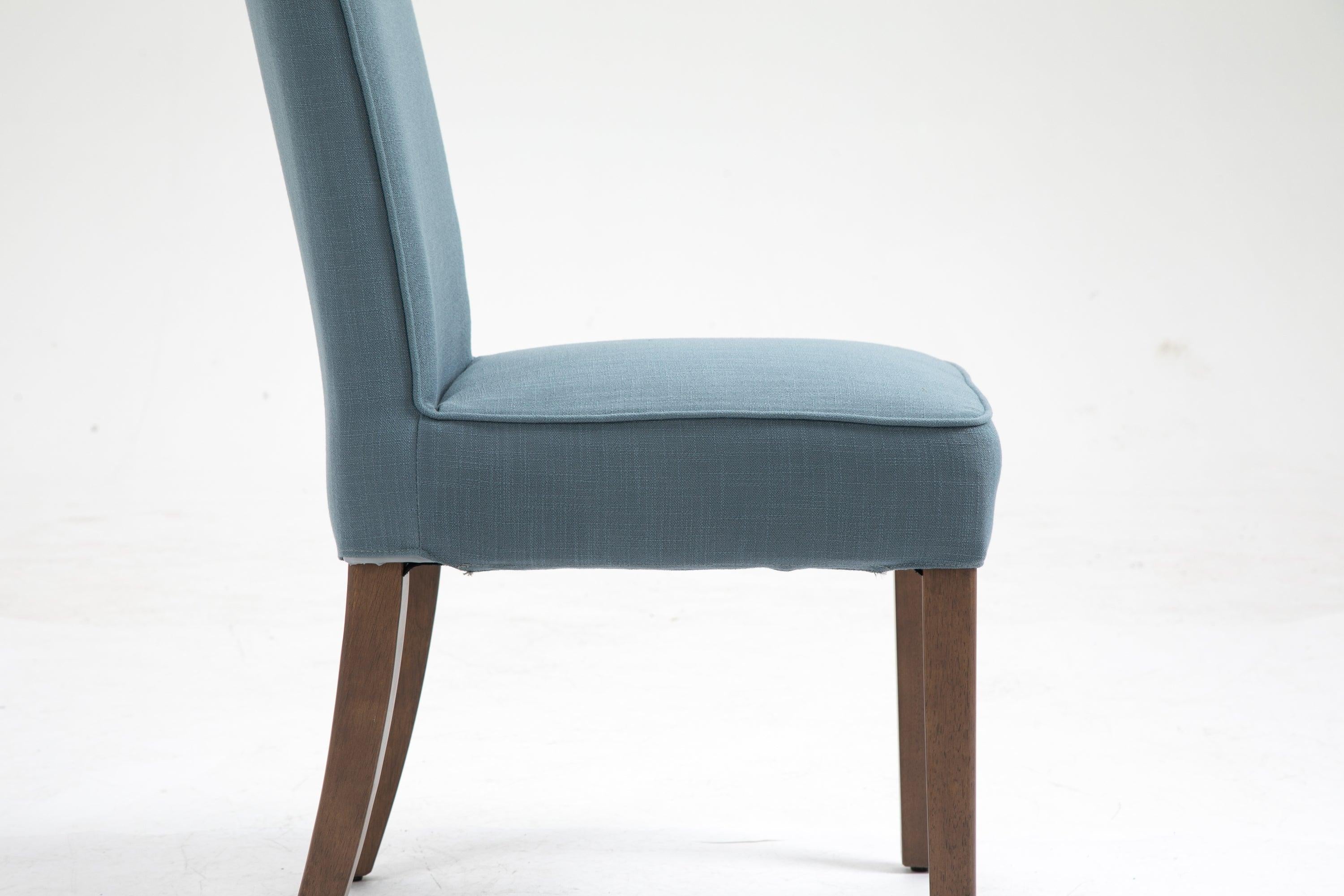 Cover Removable Interchangeable and Washable Blue Linen Upholstered Parsons Chair with Solid Wood Legs 2 PCS