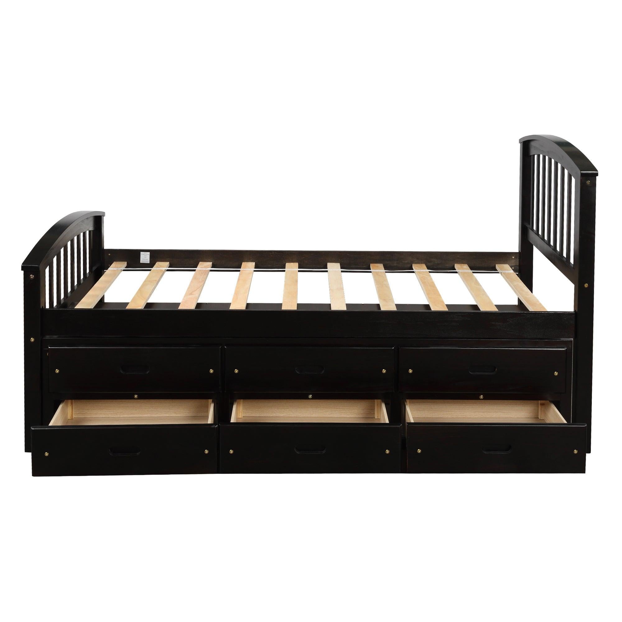 Twin Size PlatformStorage Bed Solid Wood Bed with 6 Drawers