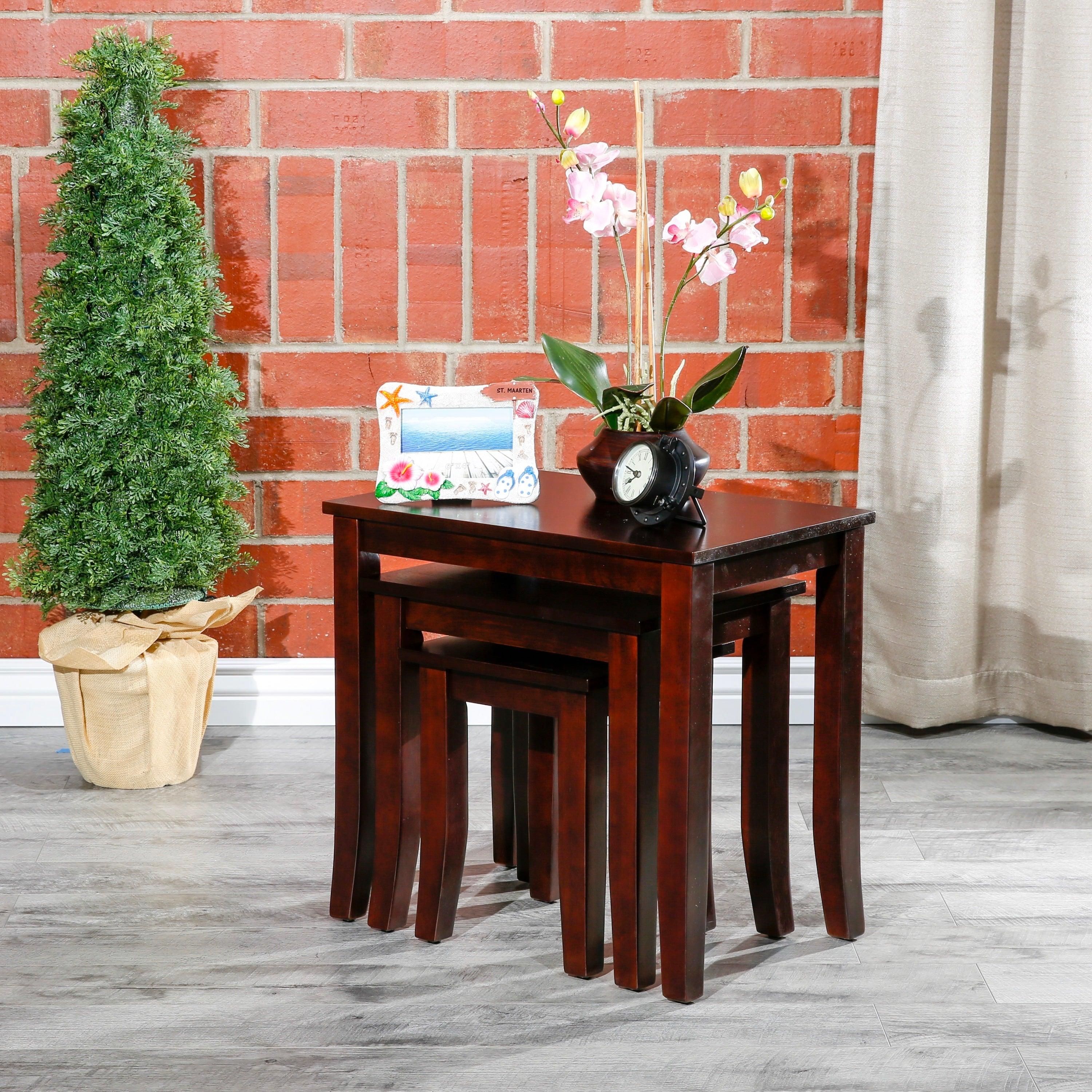 3-Piece Nesting Table Set, Dark Brown