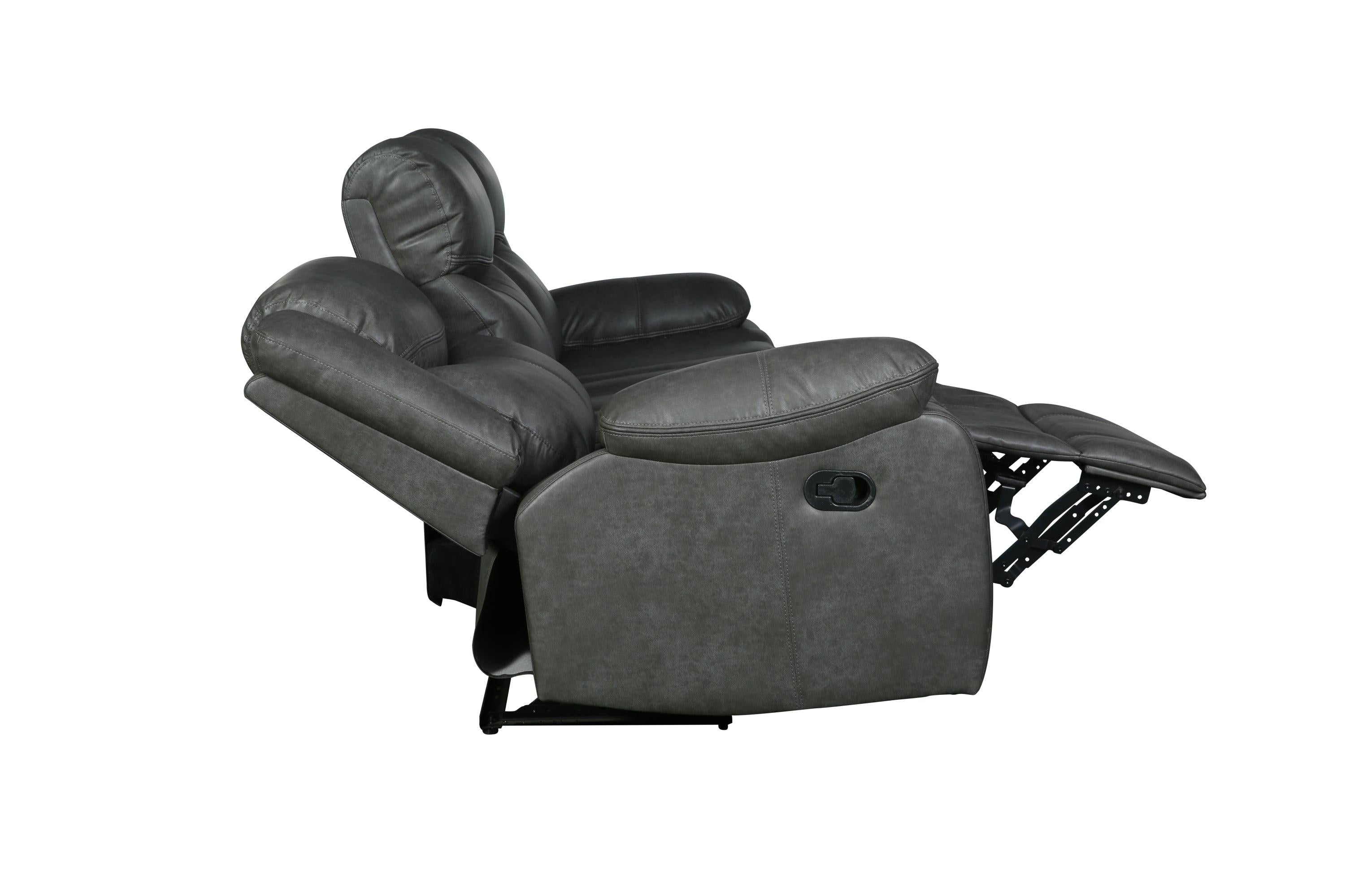 Global United Transitional Leather-Air Reclining Sofa