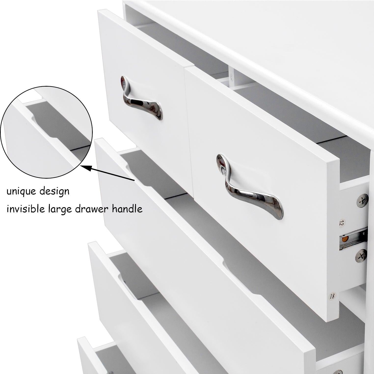 Six drawer side table-white