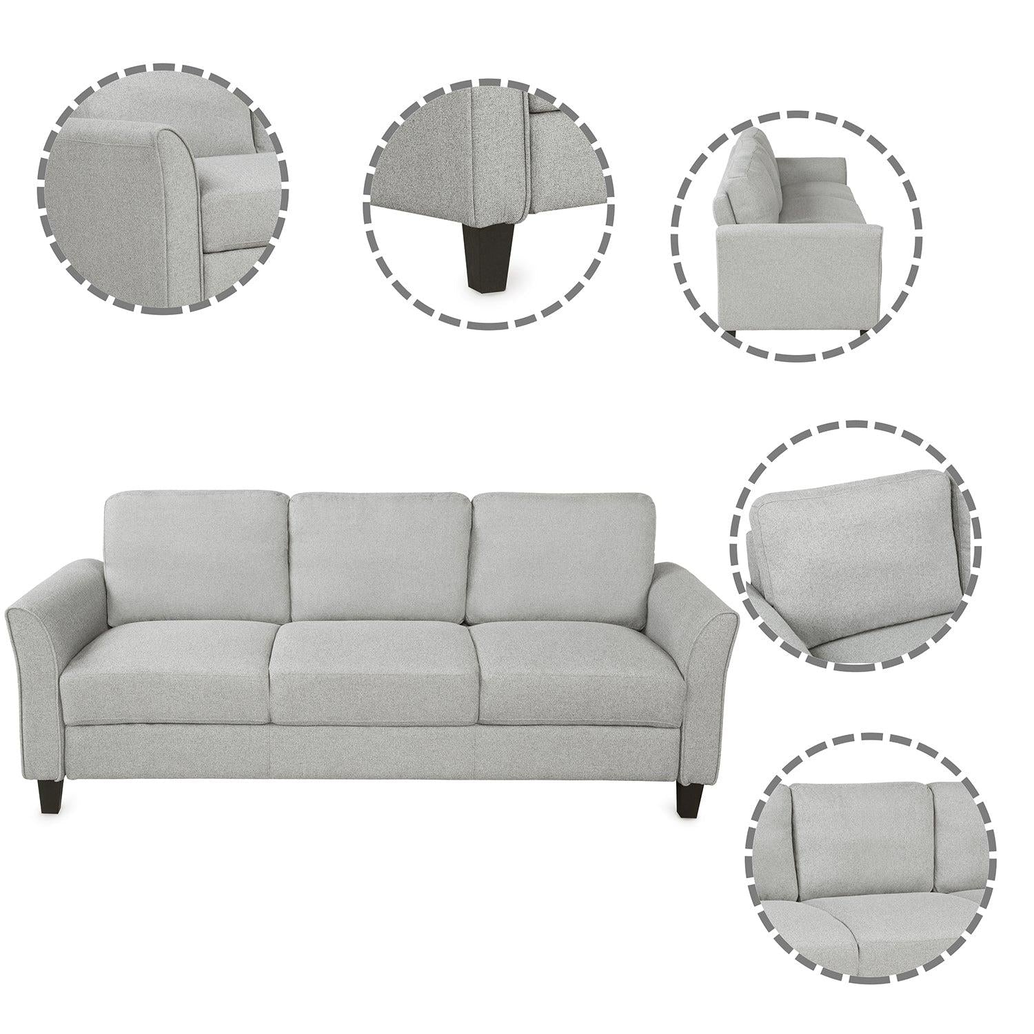 Living Room Sets Furniture Armrest Sofa Single Chair Sofa Loveseat Chair 3-Seat Sofa (ChairLoveseat Chair&3-Seat Sofa, Light Gray)