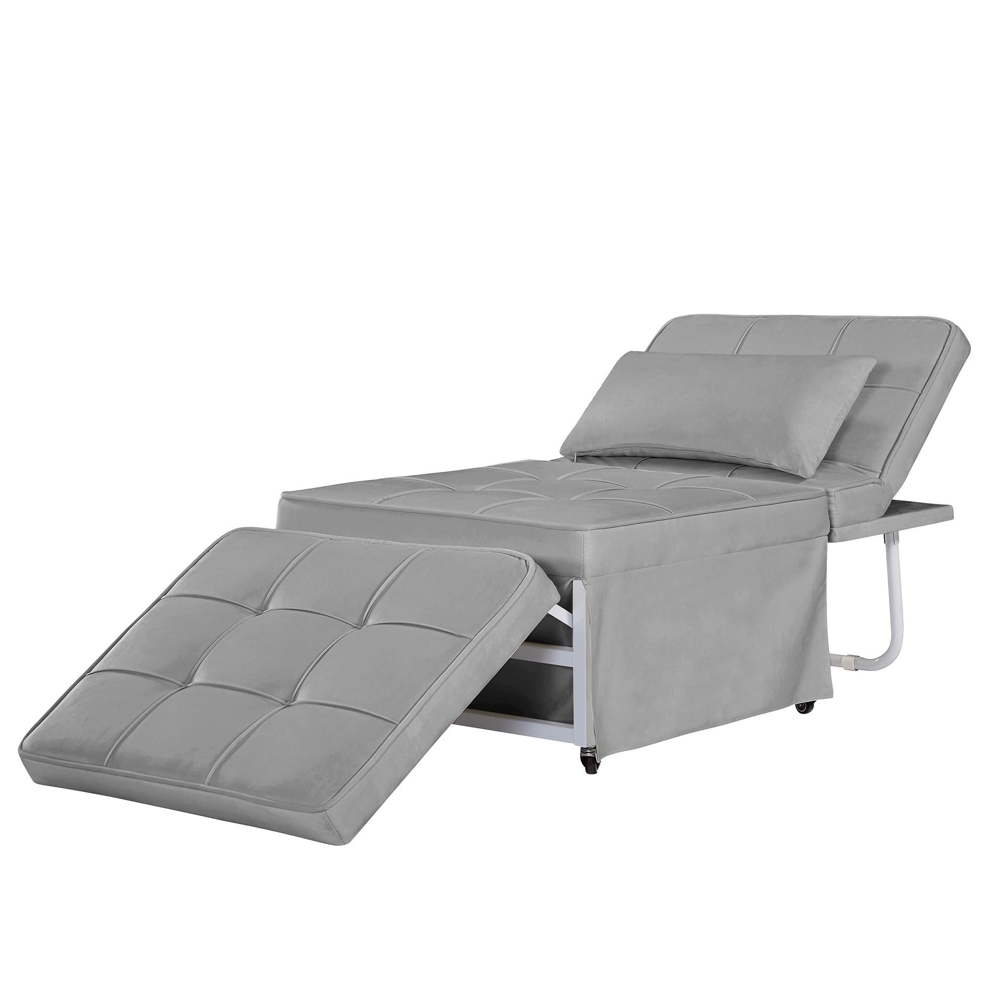 Velvet Folding Sofa Bed Sleeper Chair with Adjustable Backrest .