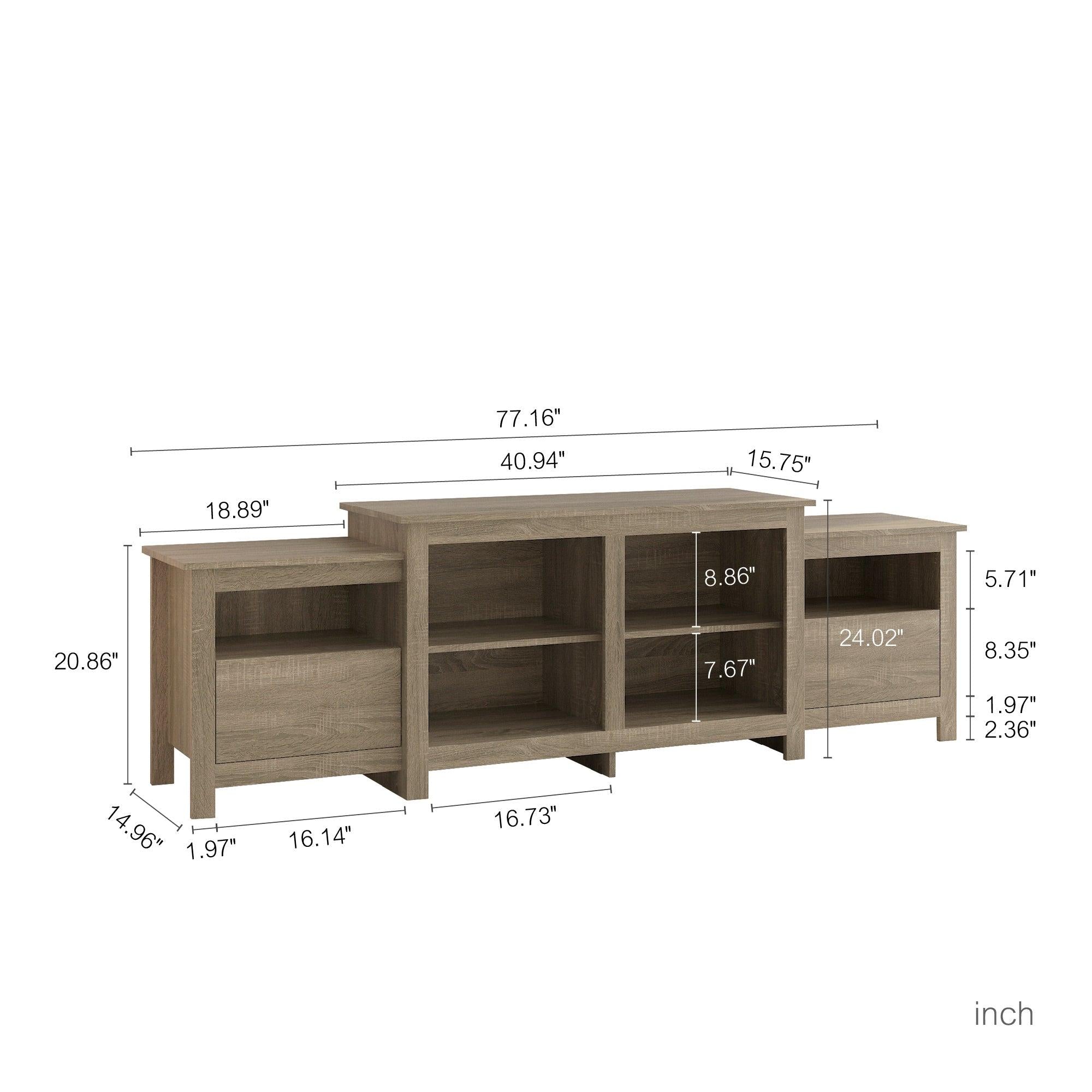 Modern  Wood grain color TV Stand for 75 inch TV , 16 Colors LED TV Stand w/Remote Control Lights