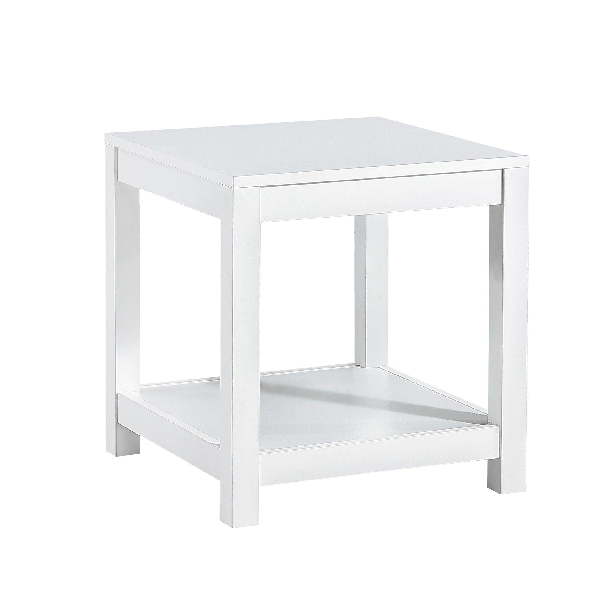 Simple white side table , 2-tier small space end table ,modern night stand, sofa table, side table withStorage shelve