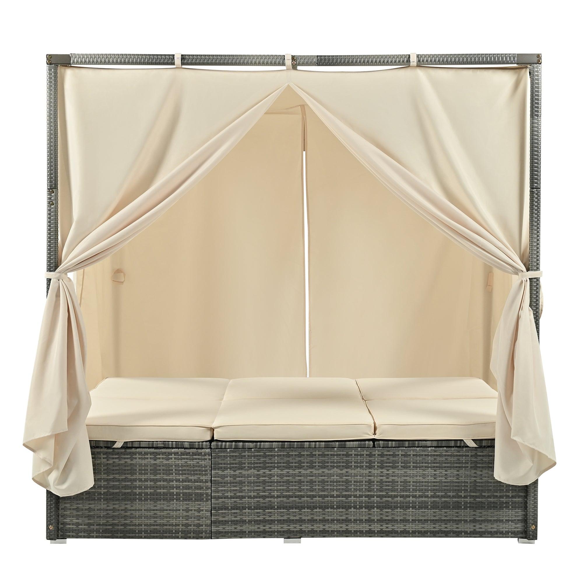 Adjustable Sun Bed With Curtain,High Comfort，With 3 Colors