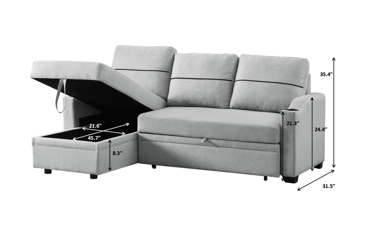 9191 Light gray pull-outStorage sofa