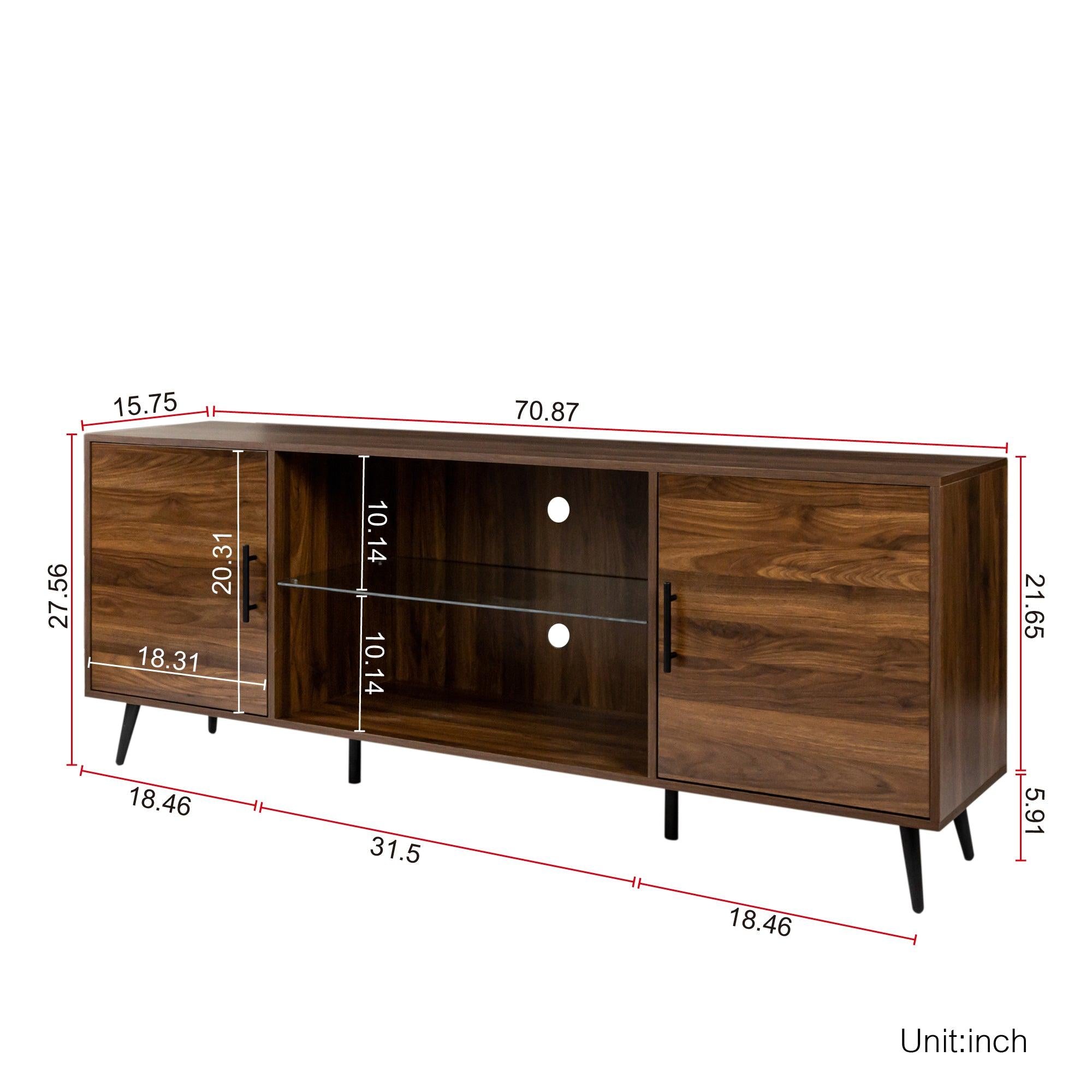 TV Stand Mid-Century WoodModern Entertainment Center AdjustableStorage Cabinet TV Console for Living Room