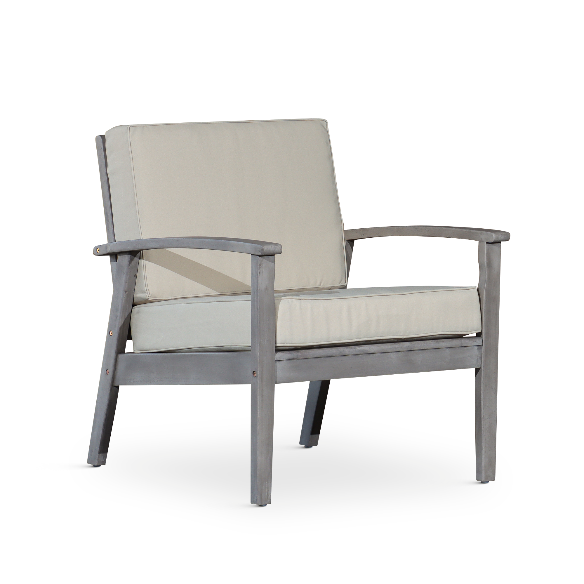 Deep Seat Eucalyptus Chair, Silver Gray Finish, Sand Cushions image