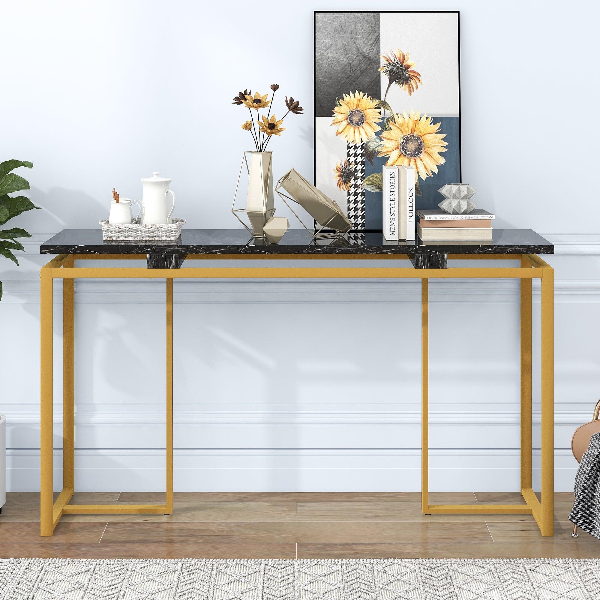 63''Modern Console Table, Extra Long Entryway Table with Metal Frame for Entryway, Hallway, Living Room, Foyer, Corridor, Office