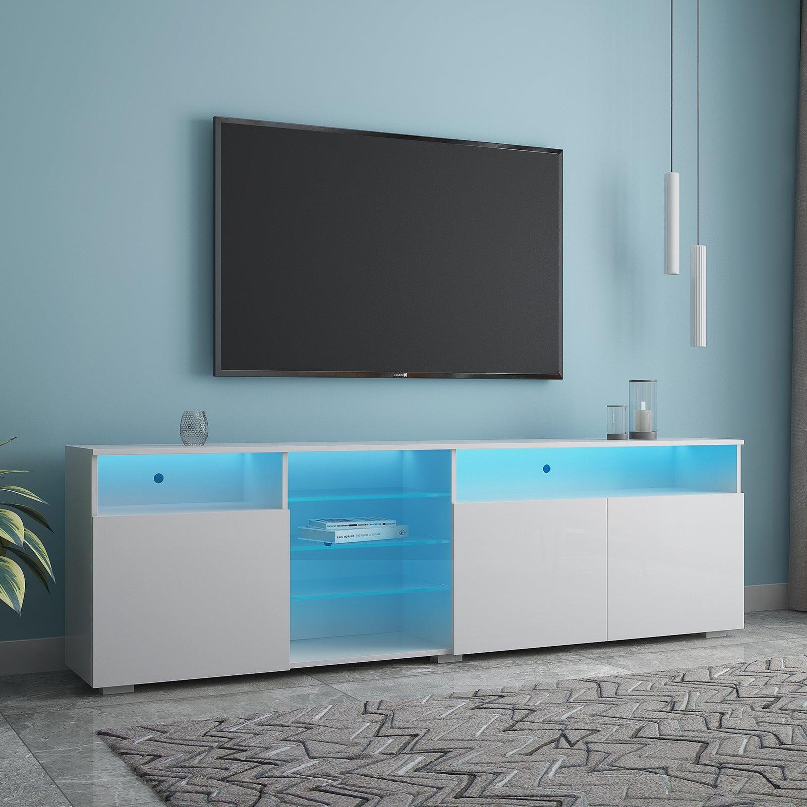 TV Stand  High Gloss DoorsModern TV Stand LED (White)