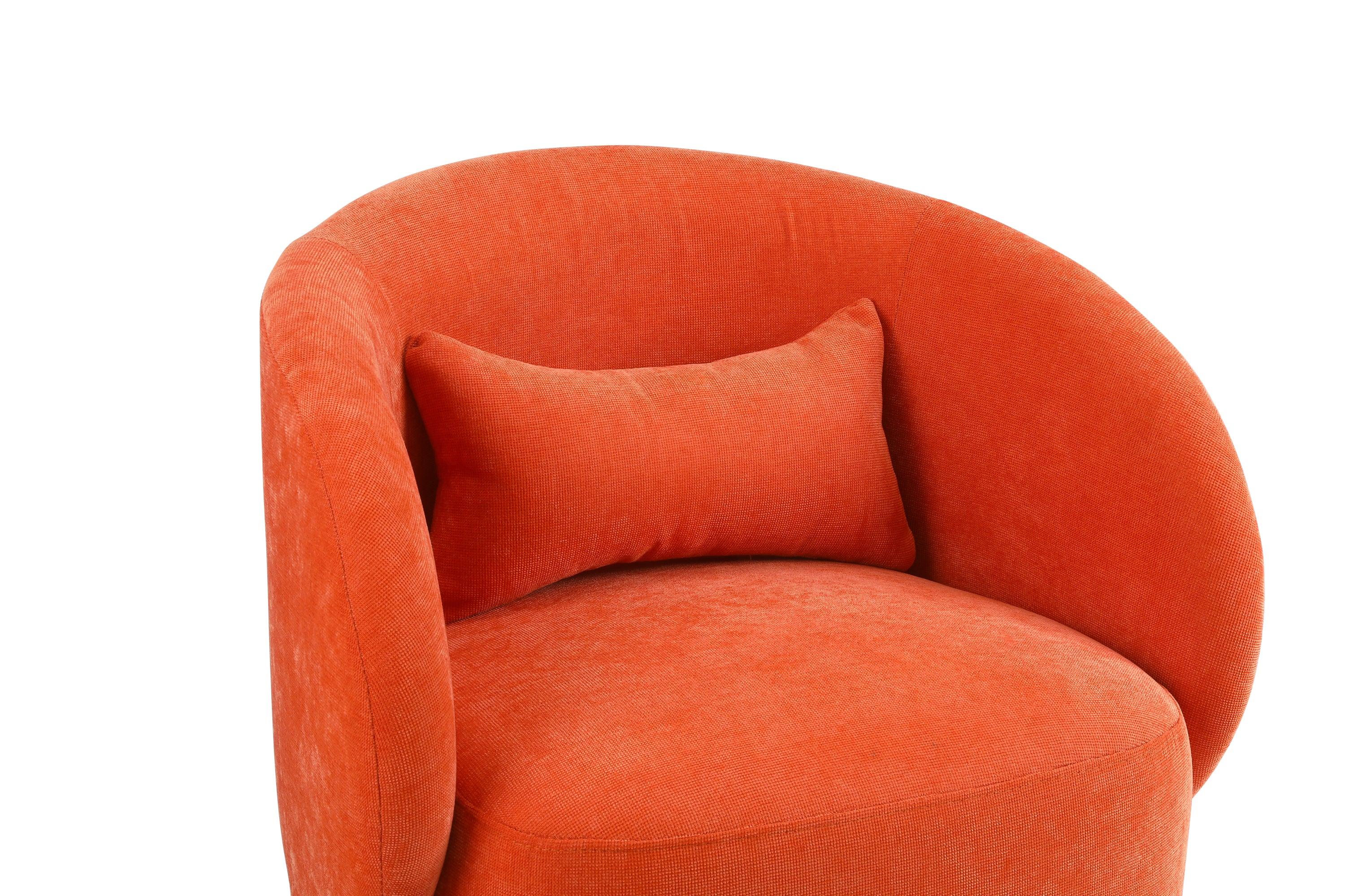 Swivel Accent Chair Armchair, Round Barrel Chair in Fabric for Living Room Bedroom(Orange)