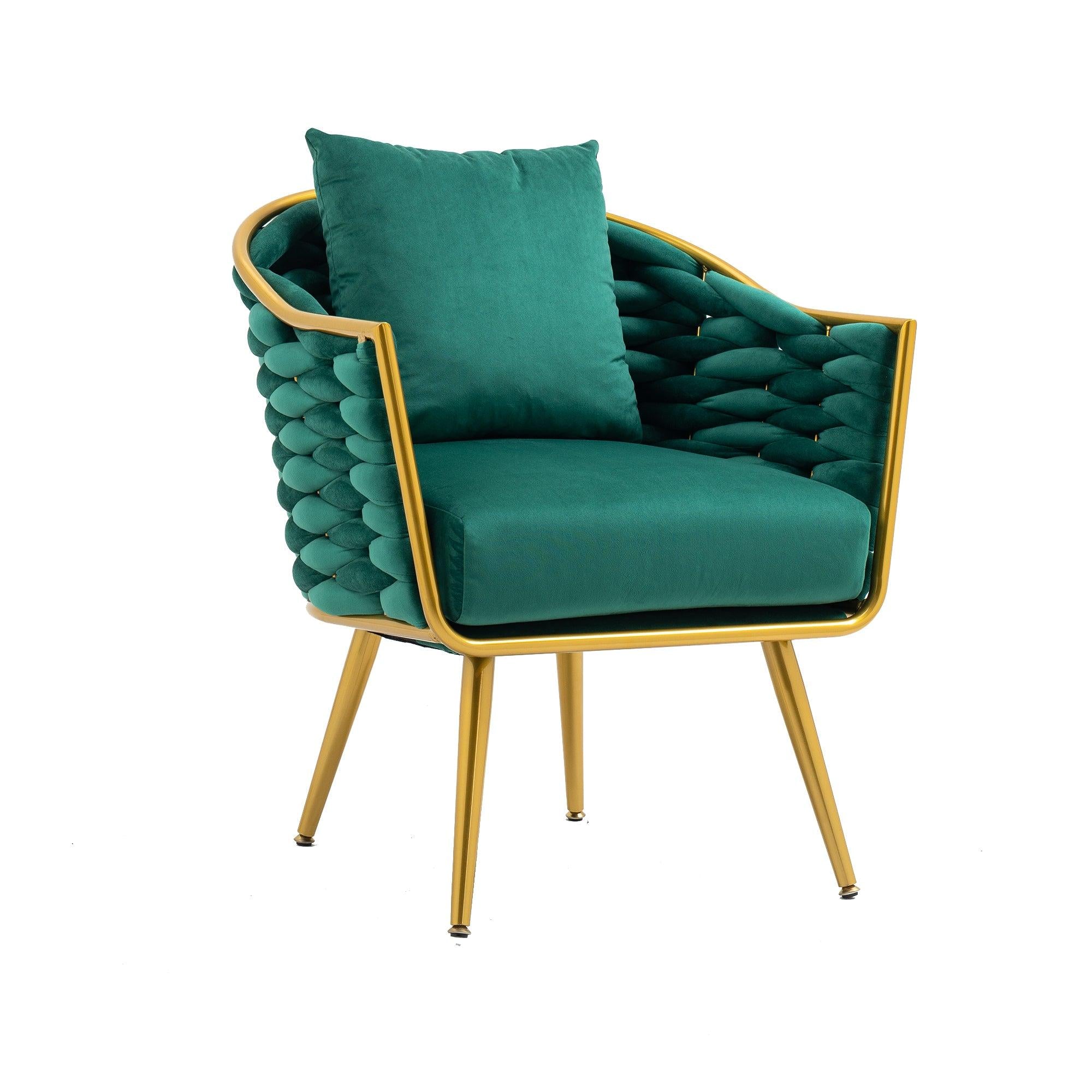 Velvet Accent ChairModern Upholstered Armchair Tufted Chair with Metal Frame, Single Leisure Chairs  for Living Room Bedroom Office Balcony