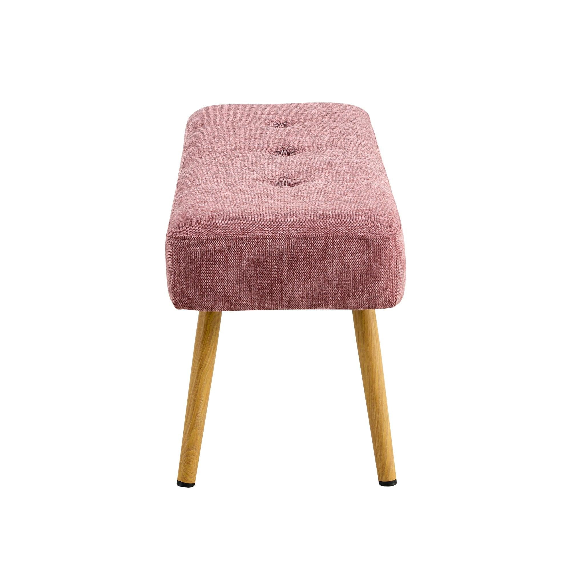 Linen Fabric Upholstered Bench With Gold Metal Legs .Shoe Changing Bench Sofa Bench Dining Chair .for to Bedroom Fitting Room, Store, Dining Room and Living Room.Dark Pink