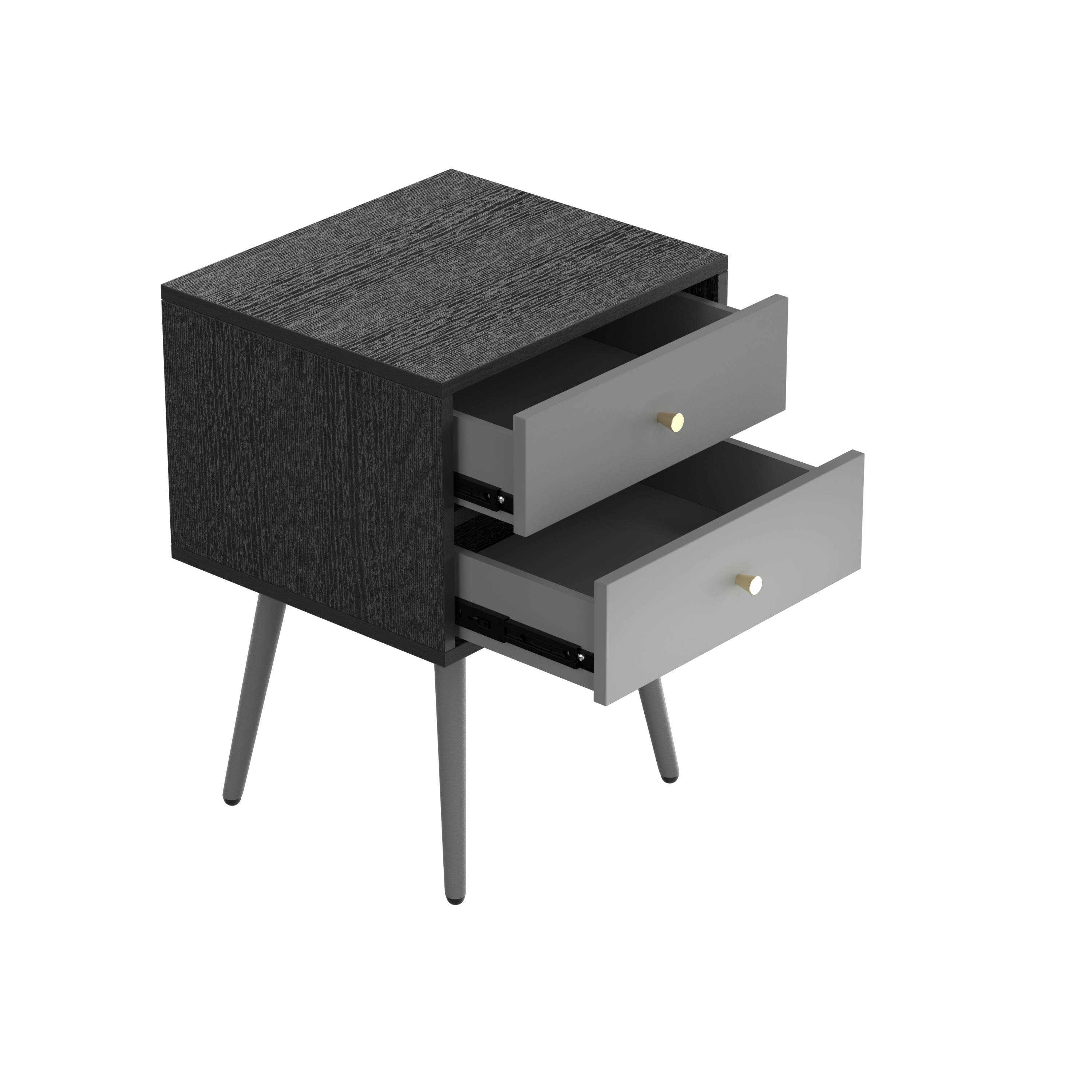 UpdateModern Nightstand with 2Drawers, Suitable for Bedroom/Living Room/Side Table (Dark Grey)