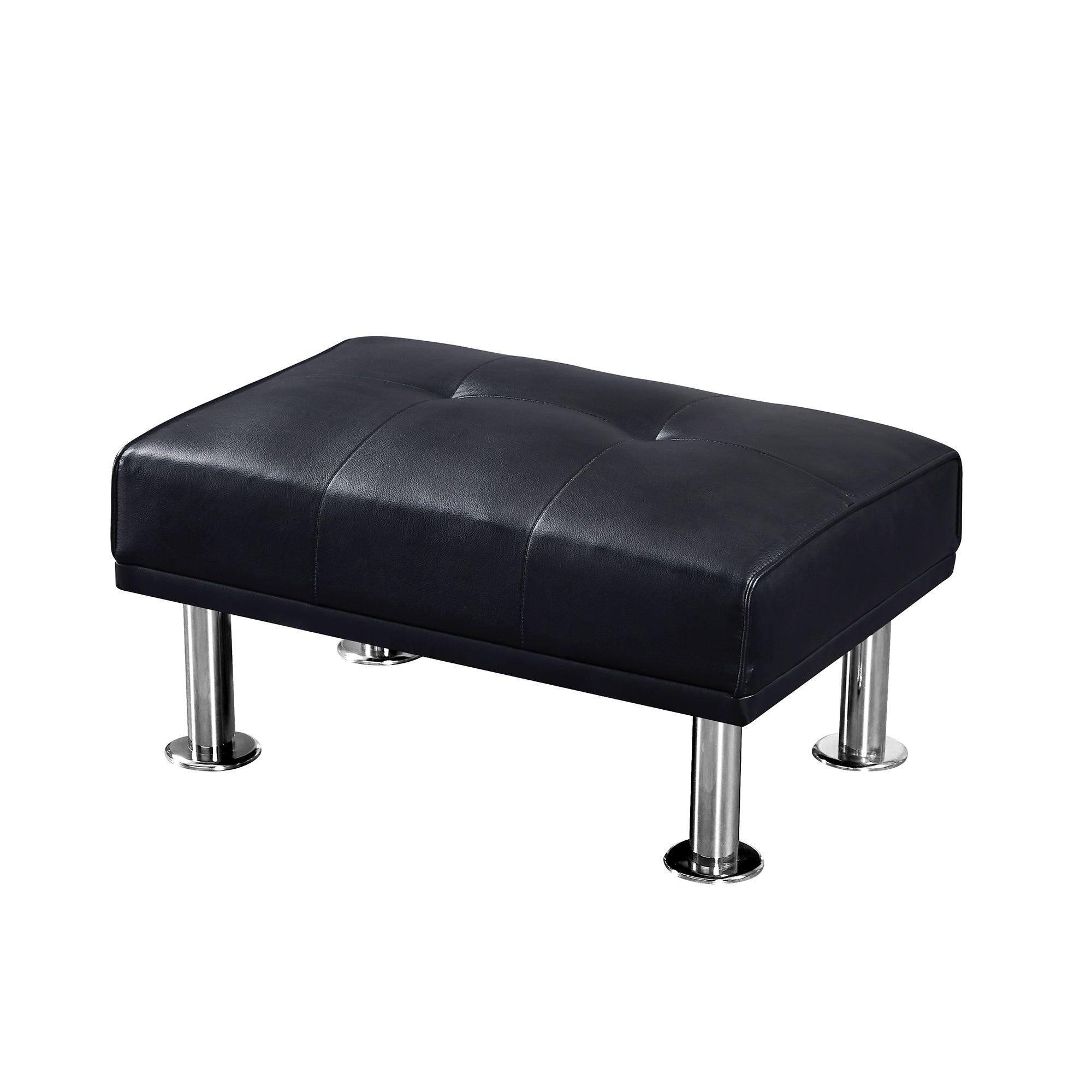 Modern Single Sofa Bed with Ottoman , Convertible Folding Futon Chair, Leather Chaise Lounge Chair with Metal Legs .