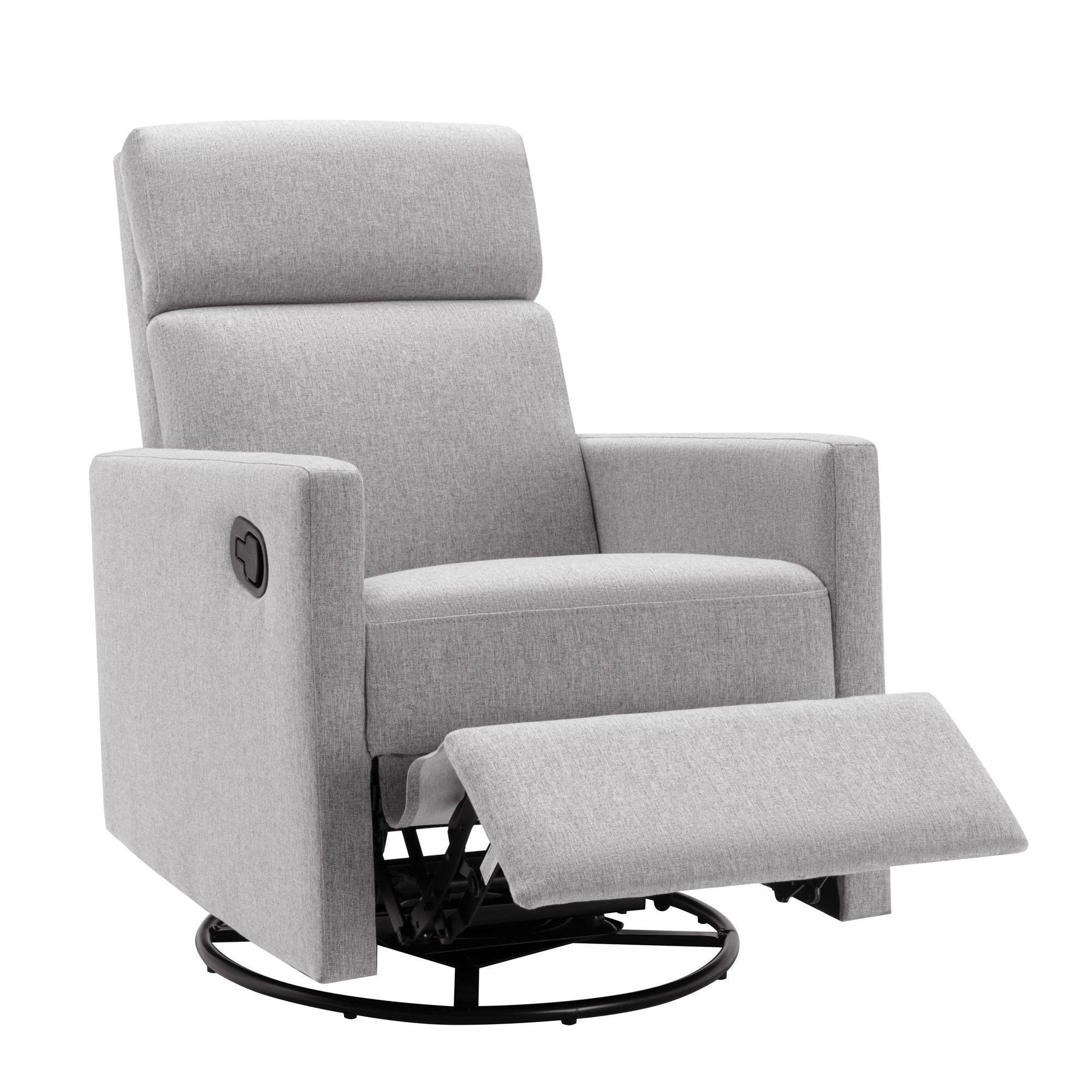 Modern Upholstered Rocker Nursery Chair Plush Seating Glider Swivel Recliner Chair, Gray