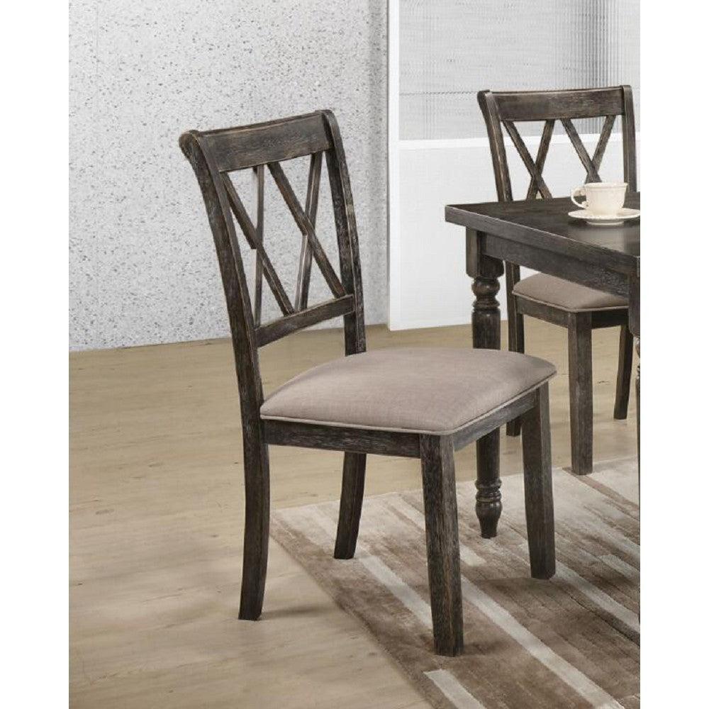 ACME Claudia II Side Chair (Set-2) in Fabric & Weathered Gray 71882 image