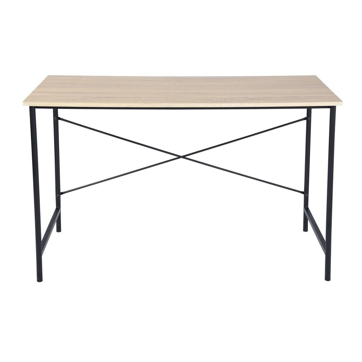 47.2“W x 23.6”D x 29.6“H Metal Frame Home Office Writing Desk - Oak & Black