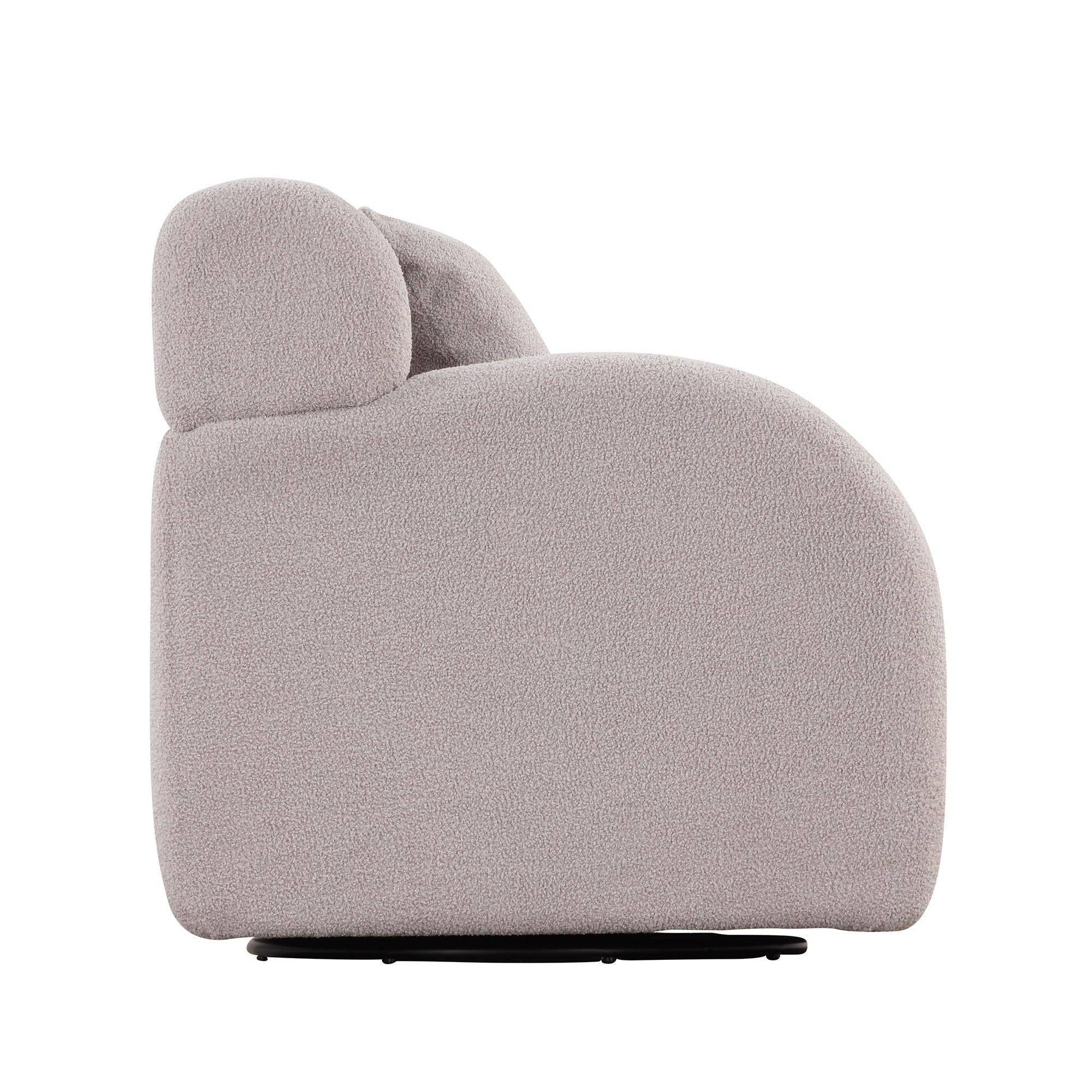 Swivel Accent Chair with Ottoman, Teddy Short Plush Particle Velvet Armchair,360 Degree Swivel Barrel Chair with footstool for Living Room, Hotel, Bedroom, Office, Lounge,Grey