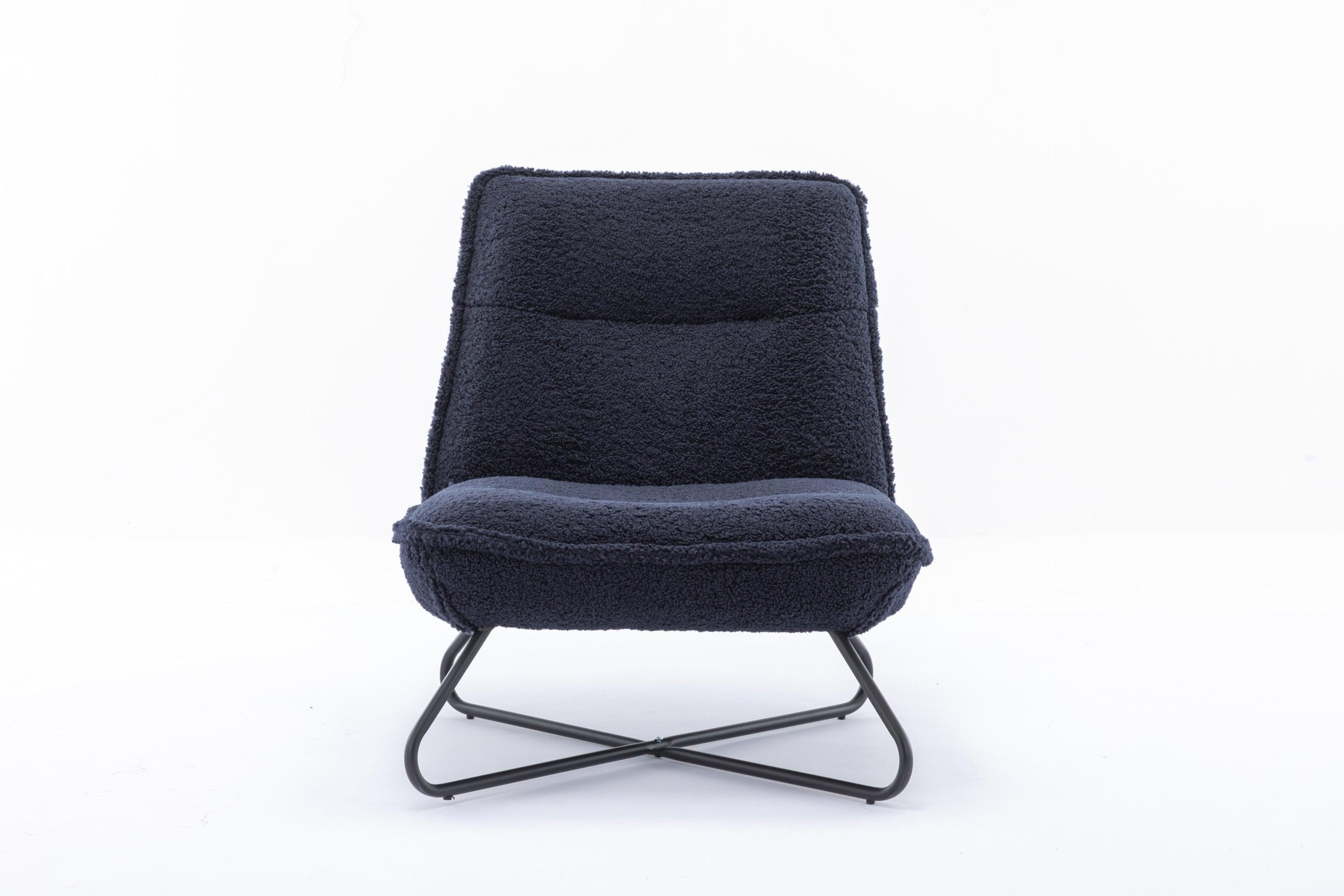 Modern Teddy Fabric Accent Armless Chair For Living room Indoor,Dark blue