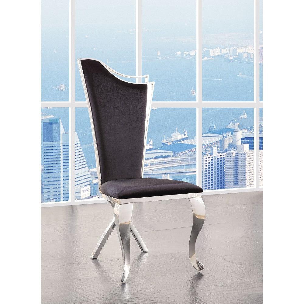 ACME Cyrene Side Chair (Set-2) in Fabric & Stainless Steel 62079 image