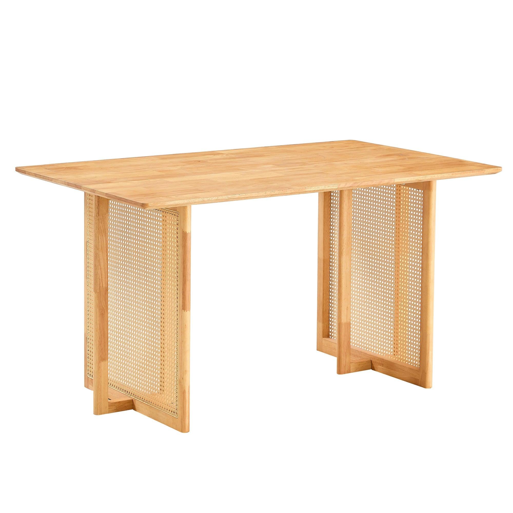 Dining Table.Chinese-style Rural Retro MDF Dining Table, SimpleModern Imitation Rattan Dining Table, Wooden Dining Table, Office Table.Suitable for Dining Room, Living Room and Office