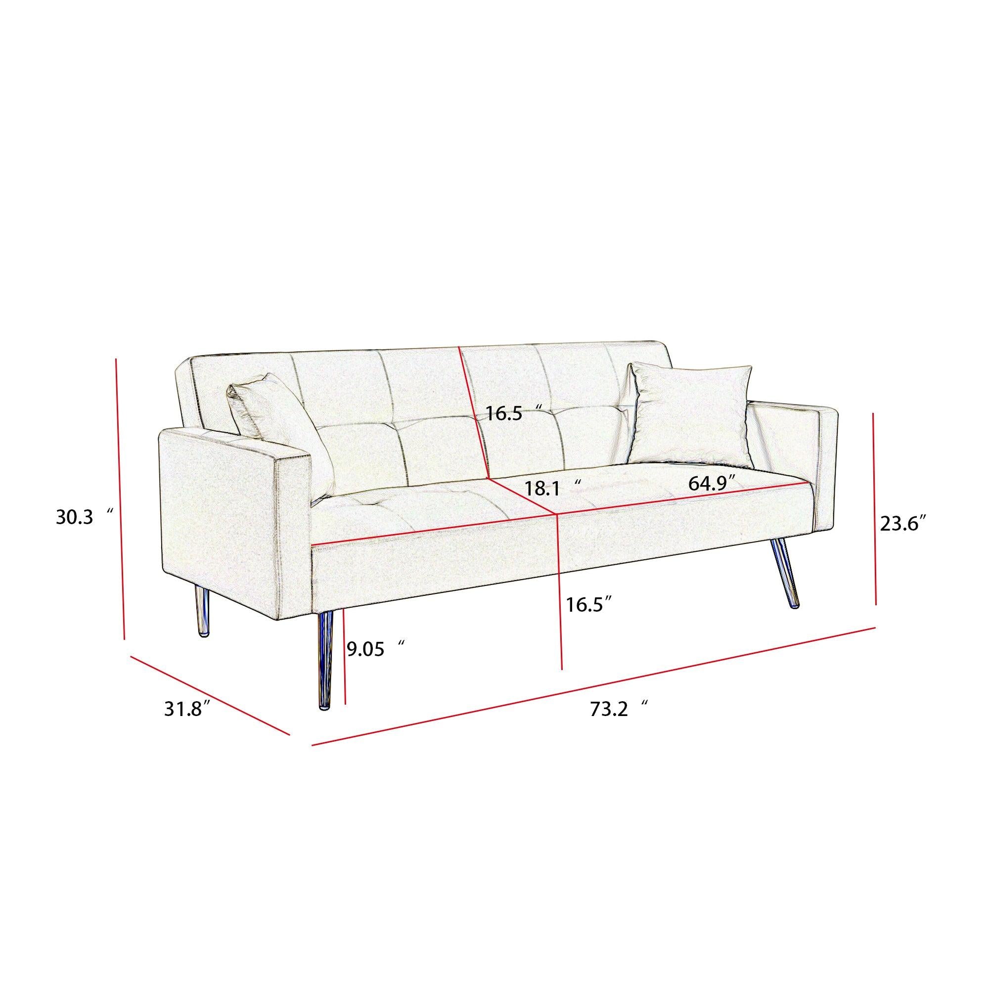 GREY Velvet  Convertible Folding Futon Sofa Bed , Sleeper Sofa Couch for Compact Living Space.