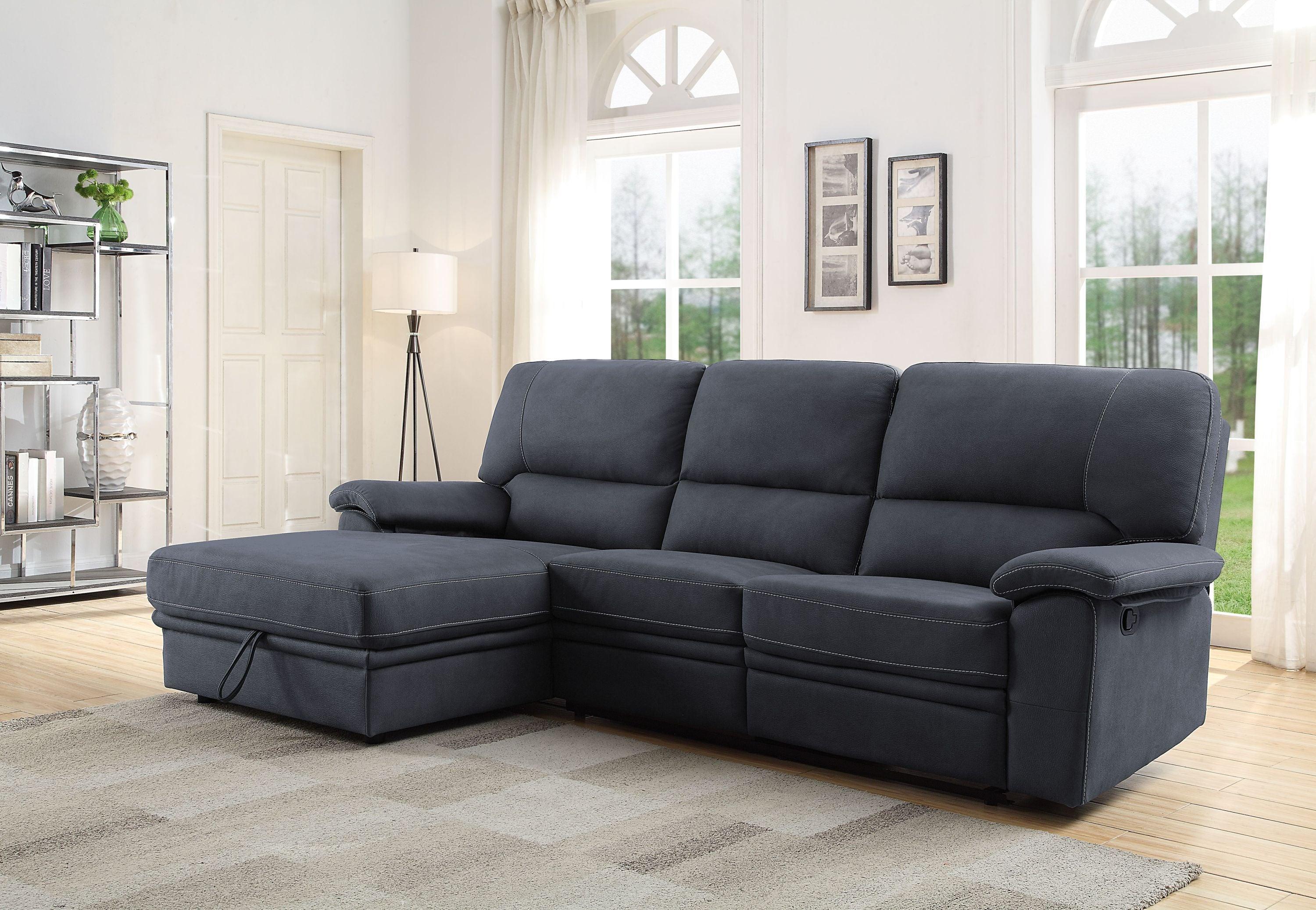 ACME Trifora RecliningStorage Sectional Sofa, Dark Gray Fabric 51605 image