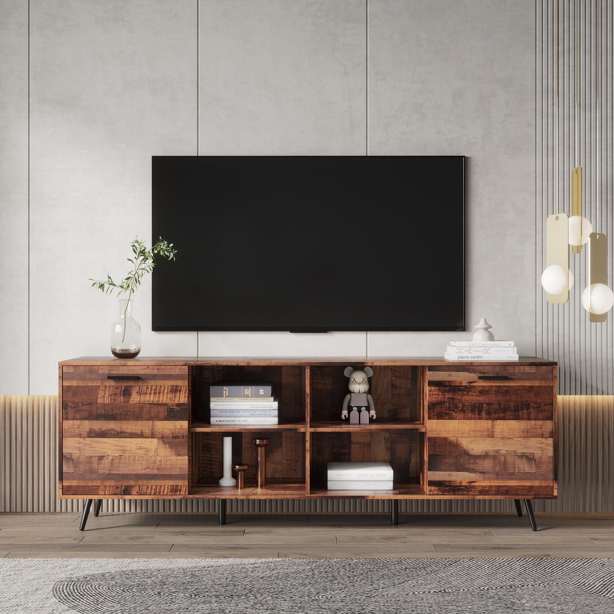 TV Stand Mid-Century WoodModern Entertainment Center AdjustableStorage Cabinet TV Console for Living Room image