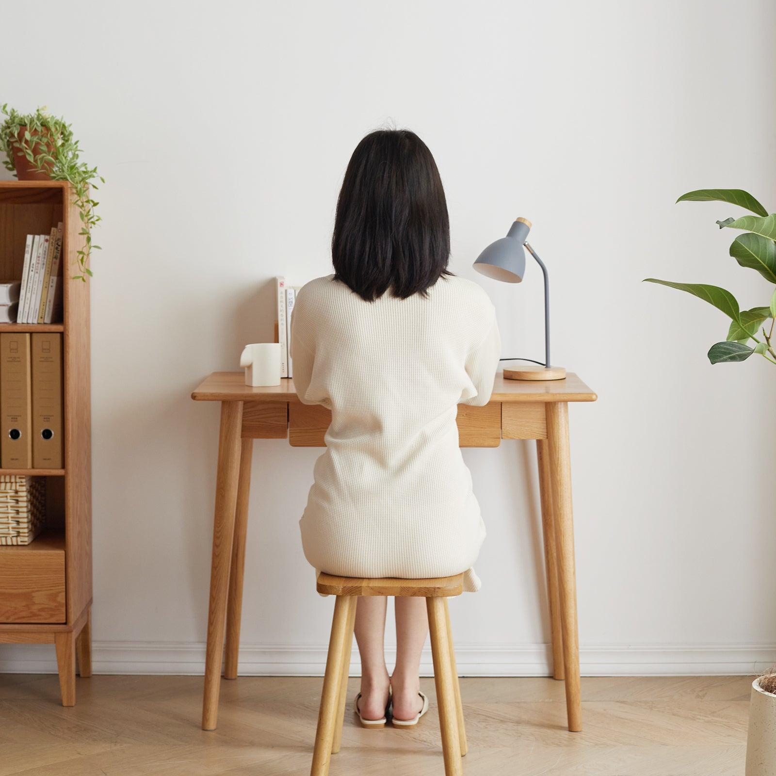 Desk 100% solid wood natural wood computer desk study desk oak natural wood PC desk work desk dressing table slim solid wood with drawer simple work from home width 80 cm depth 50 cm wood grain wooden image