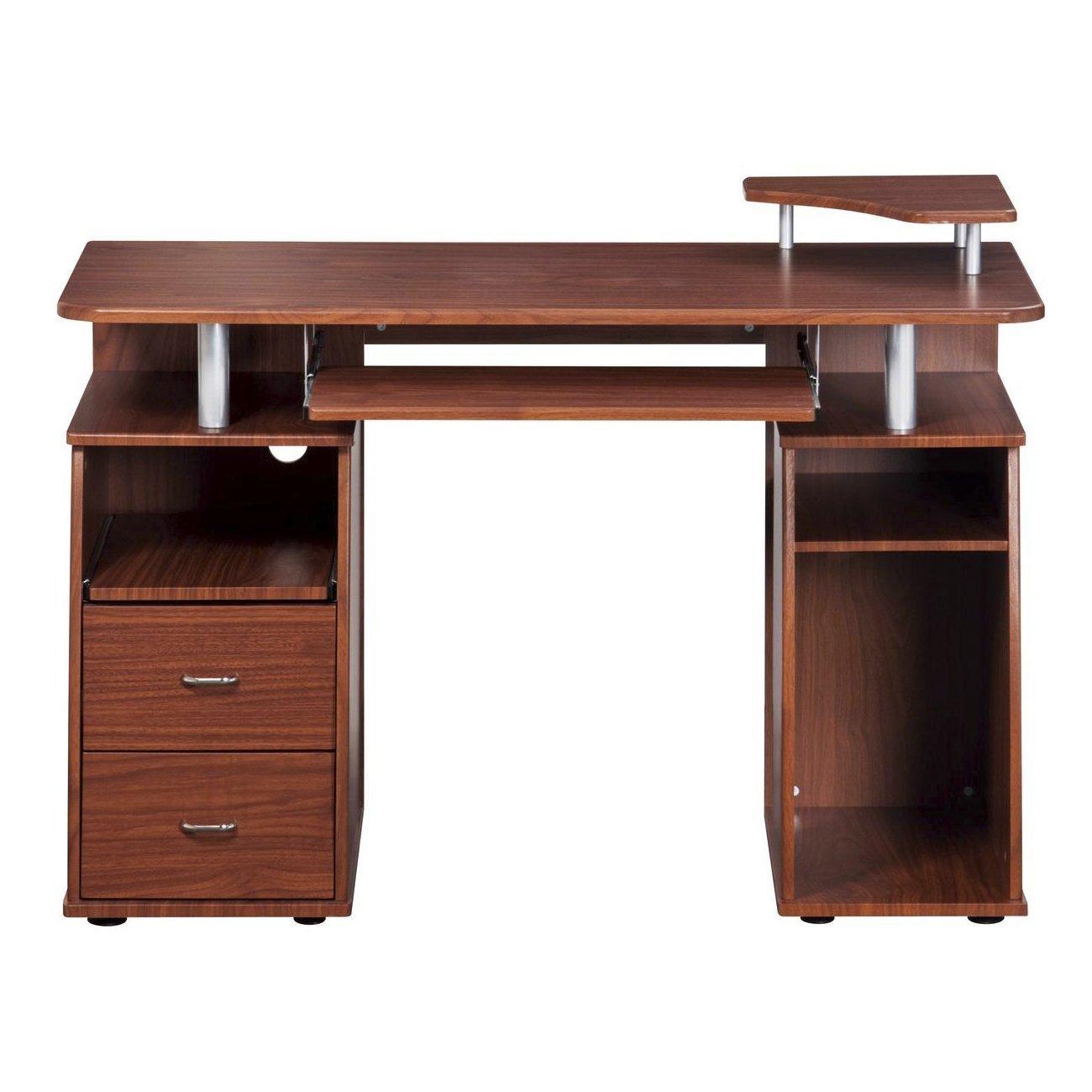 Techni Mobili Complete Computer Workstation Desk WithStorage, Mahogany