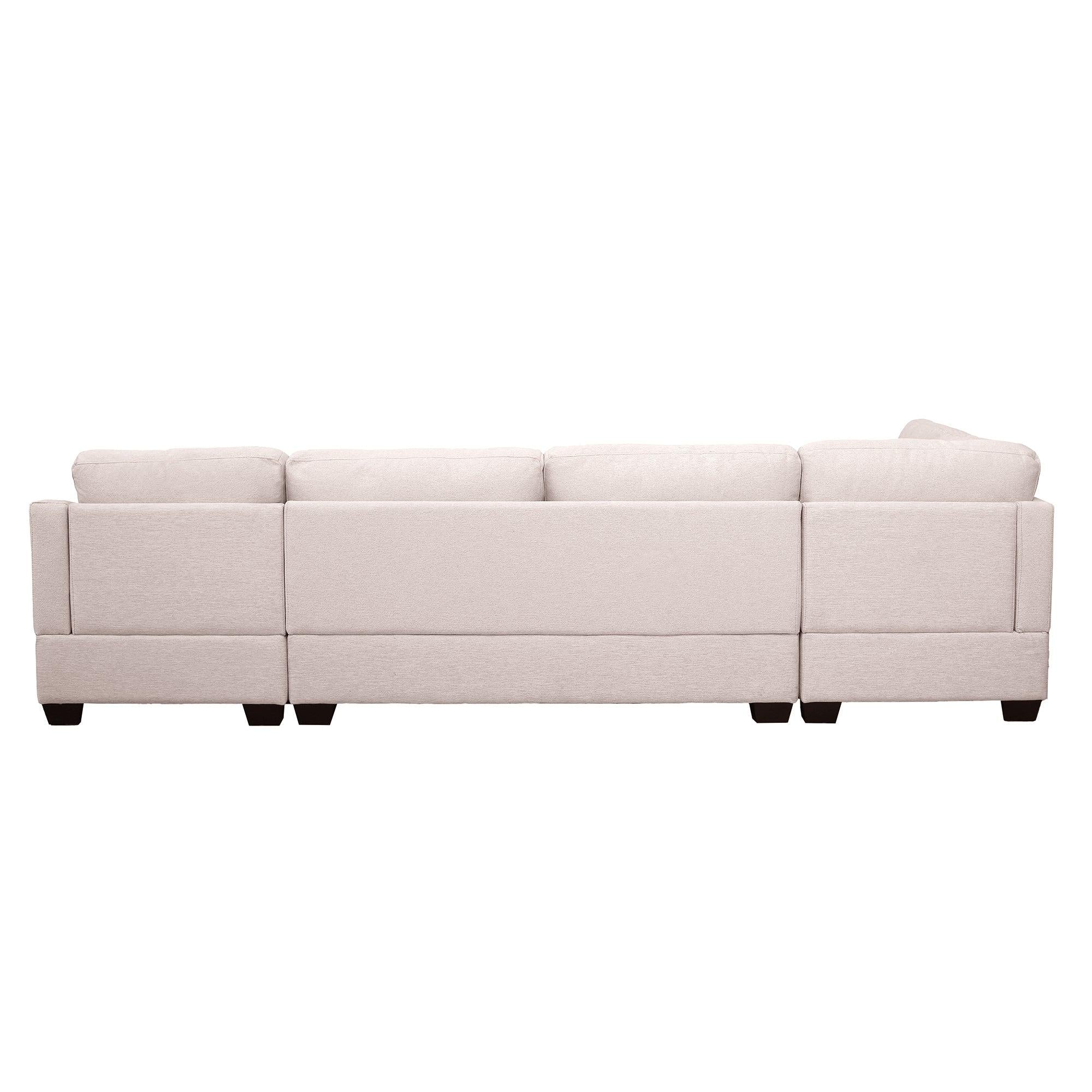 Modern Large  U-Shape Sectional Sofa, Double Extra Wide Chaise Lounge Couch,  Beige