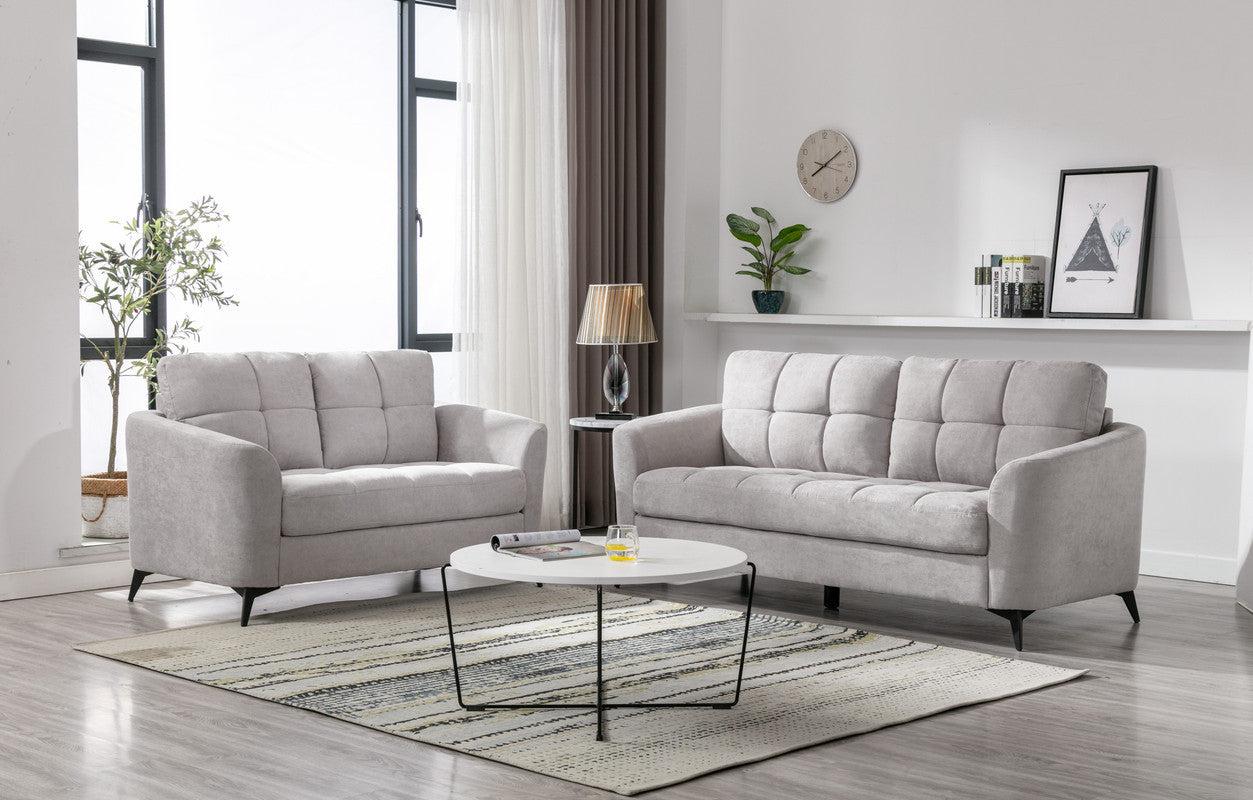 Callie Light Gray Velvet Fabric Sofa Loveseat Living Room Set image