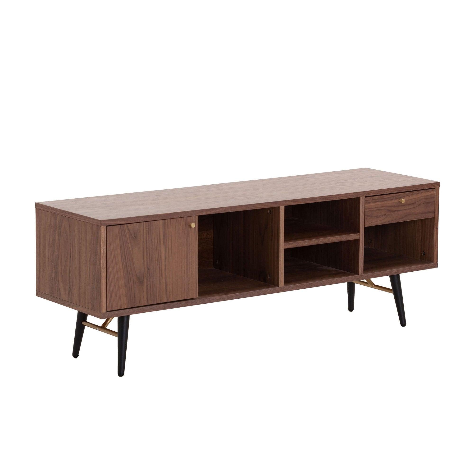 Mid-CenturyModern Low Profile Media Console TV Stand, Walnut image