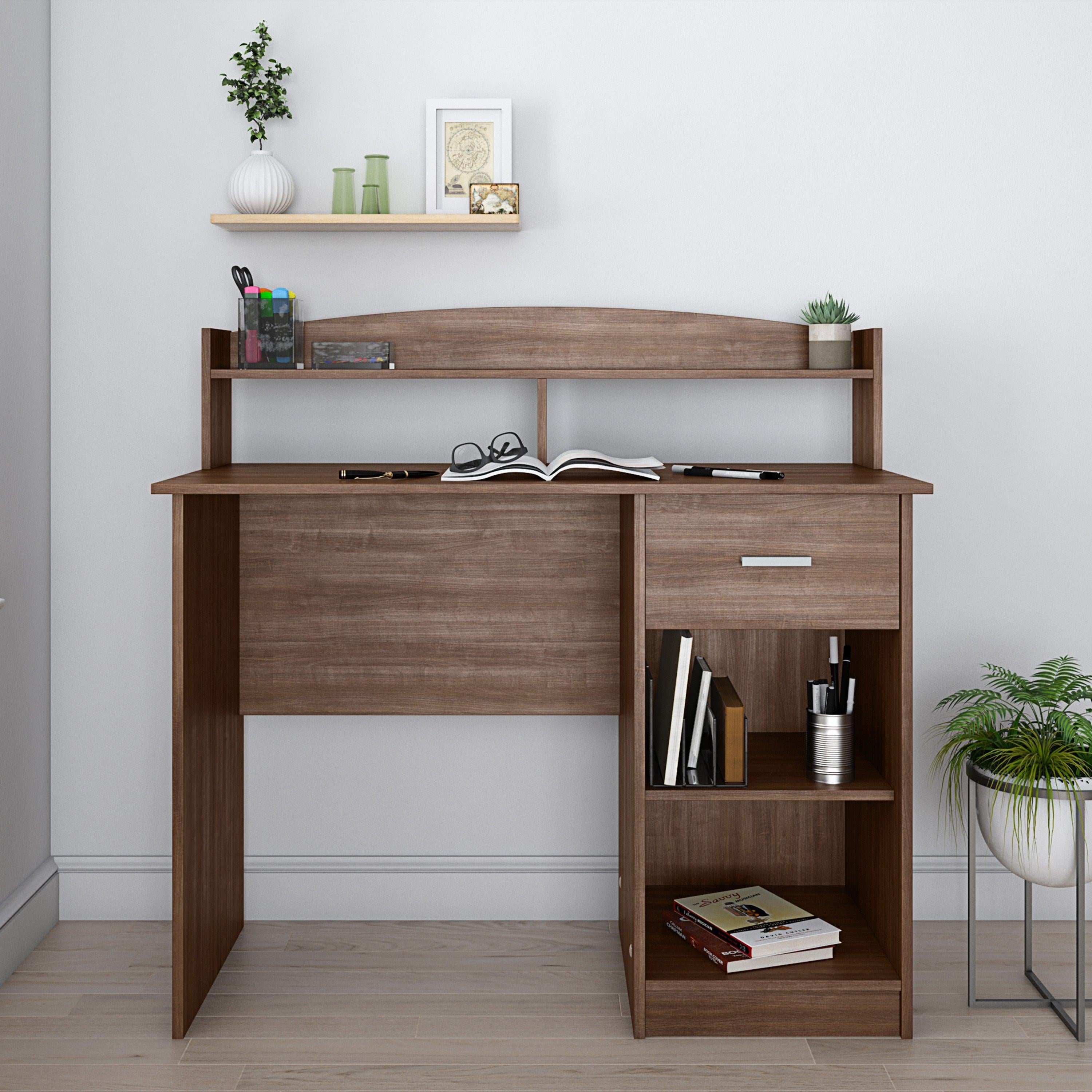 Techni MobiliModern Office Desk with Hutch, Oak image