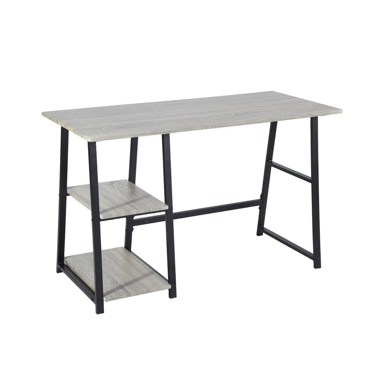 47.4"W X 19.7"D X 28.9"H Wooden Desk with 2Storage Racks - GREY & BLACK