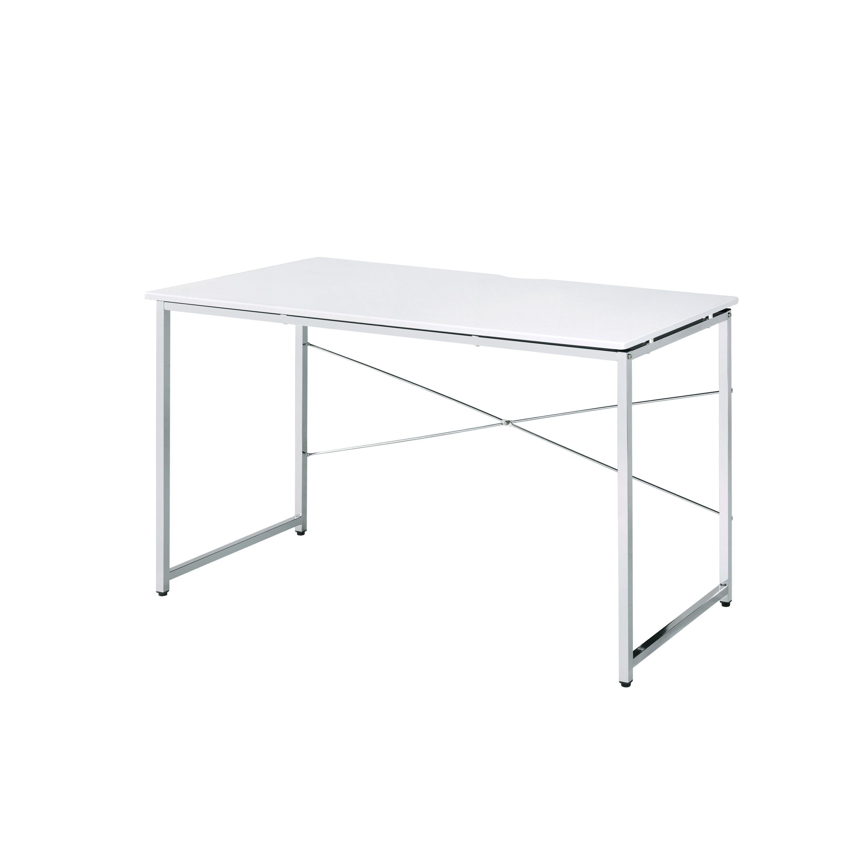 ACME Tennos Vanity Desk  in White & Chrome Finish AC00903