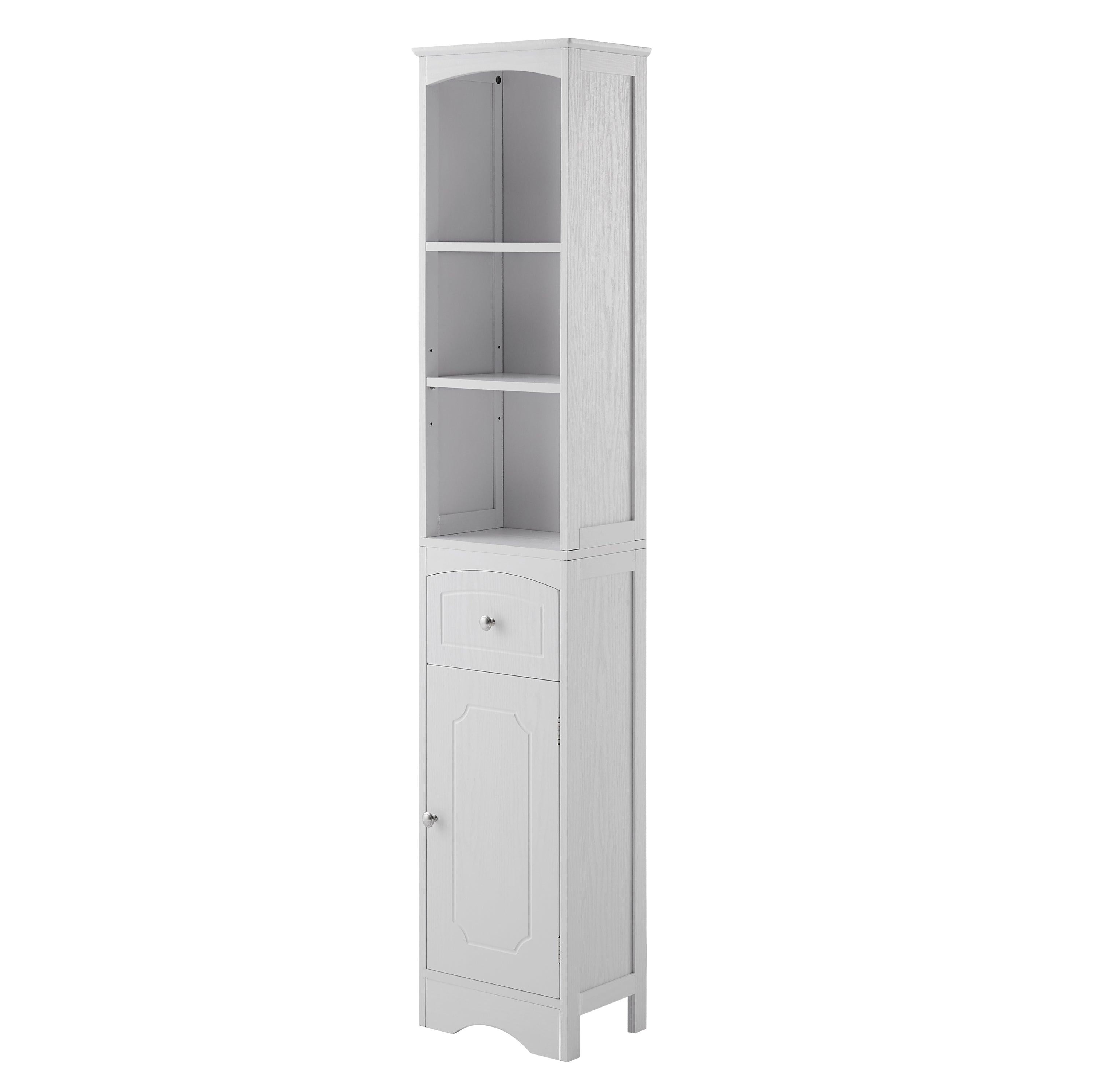 Tall Bathroom Cabinet, FreestandingStorage Cabinet with Drawer, MDF Board, Adjustable Shelf, White