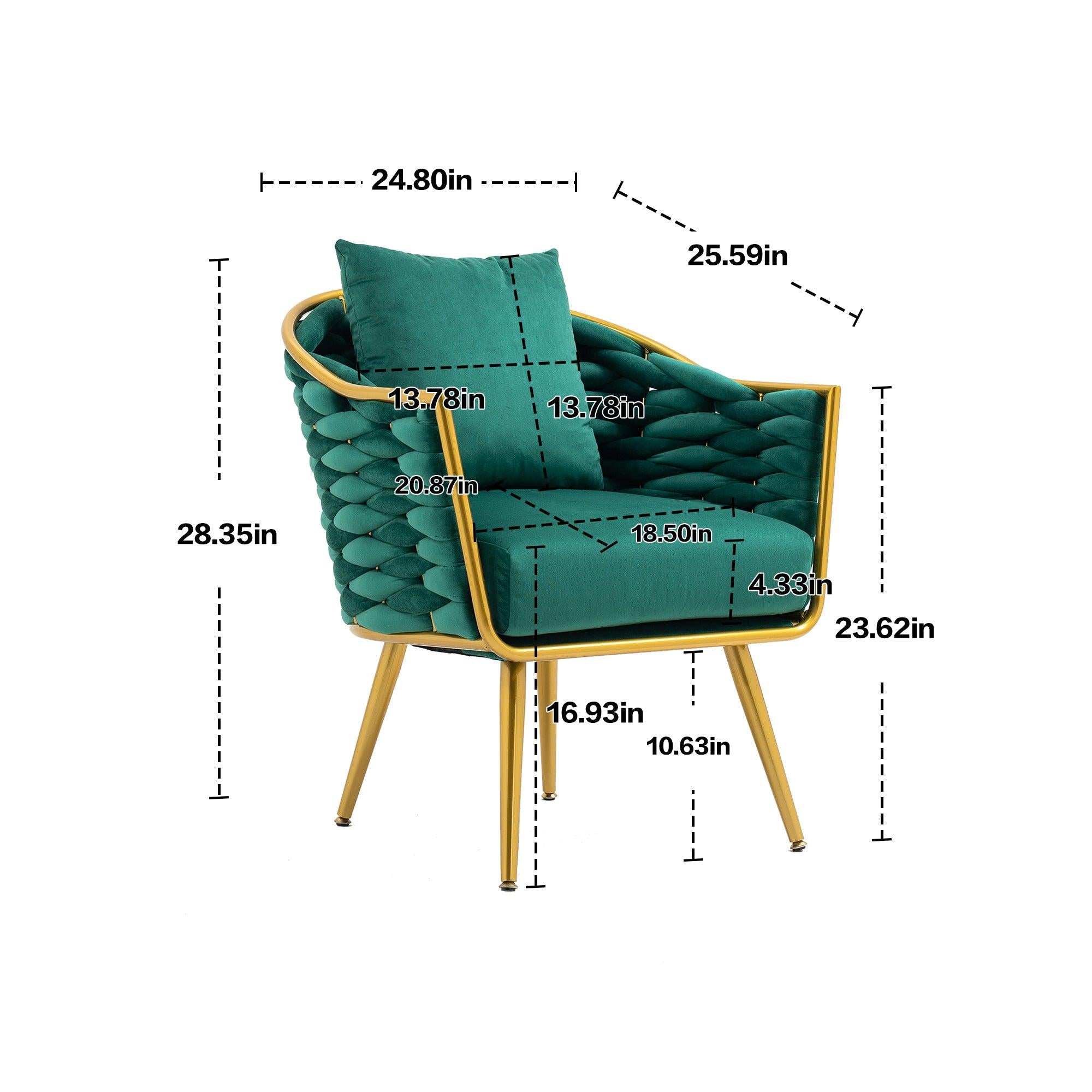 Velvet Accent ChairModern Upholstered Armchair Tufted Chair with Metal Frame, Single Leisure Chairs  for Living Room Bedroom Office Balcony