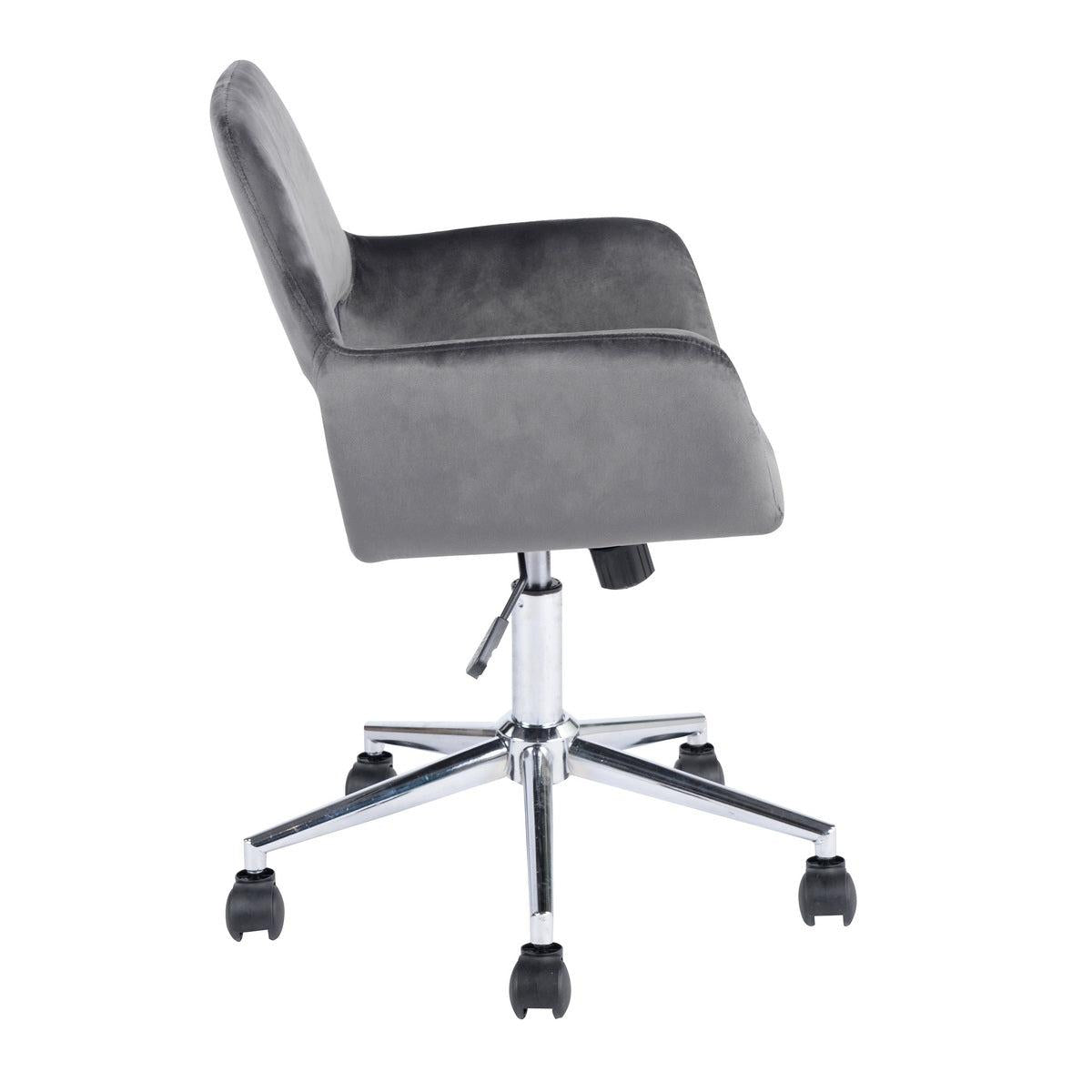 Velvet Upholstered Adjustable Swivel Office Chair, GREY