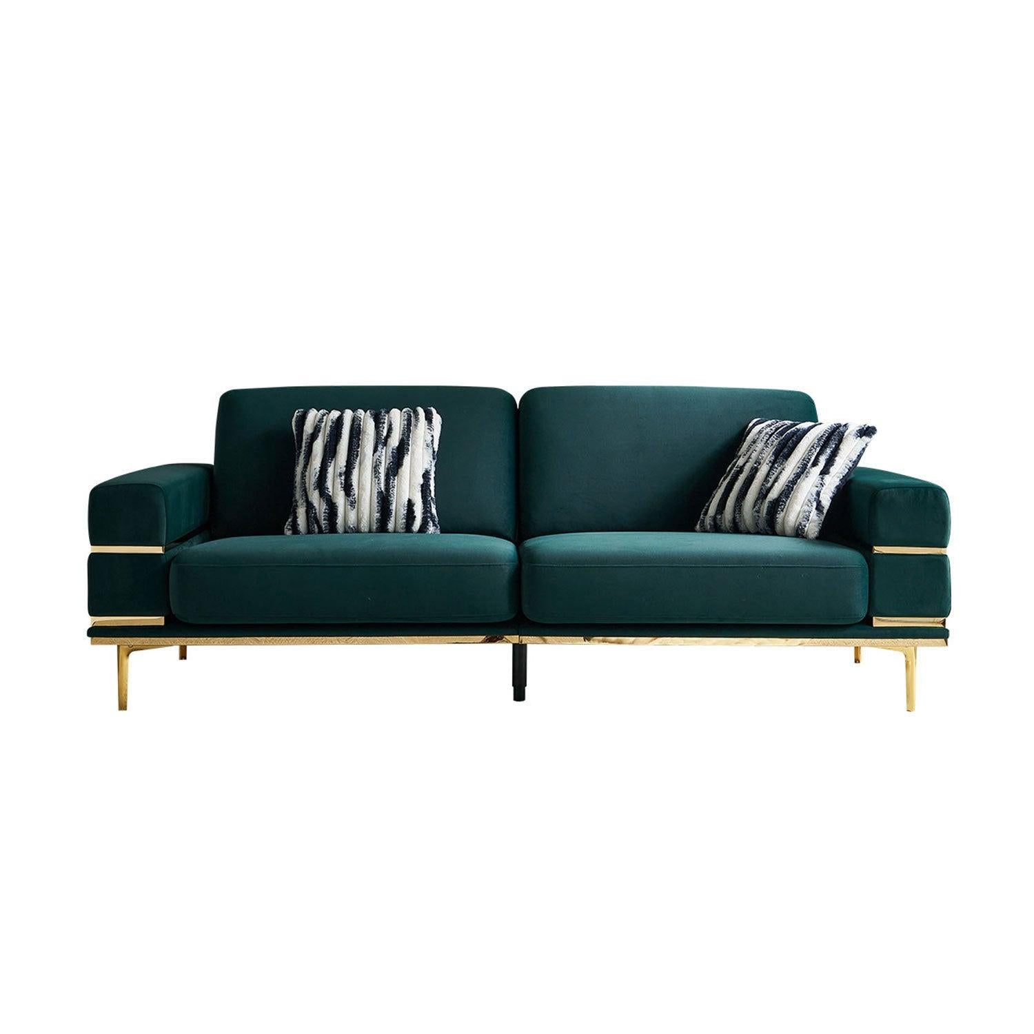 Modern Velvet Sofa for Living Room Green Color image