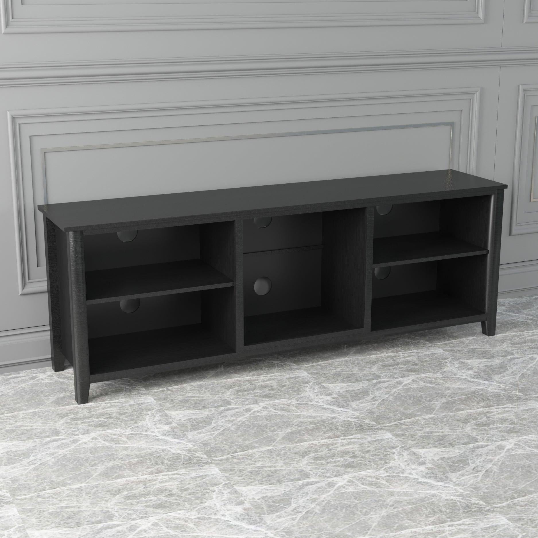 TV StandStorage Media Console Entertainment Center,Tradition Black,wihout drawer