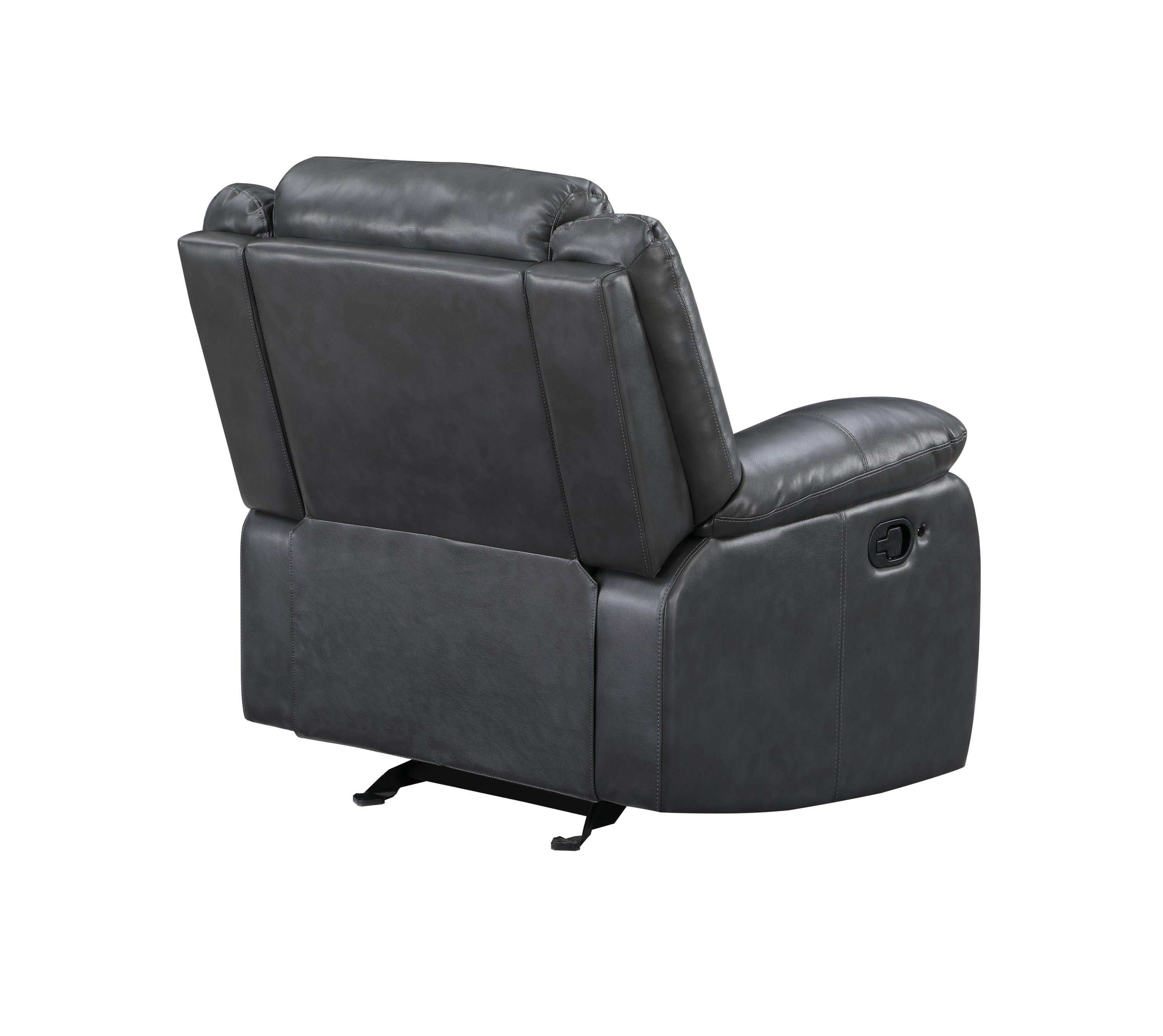 Martin Manual Reclining Chair finished with Faux Leather/ Wood in Gray