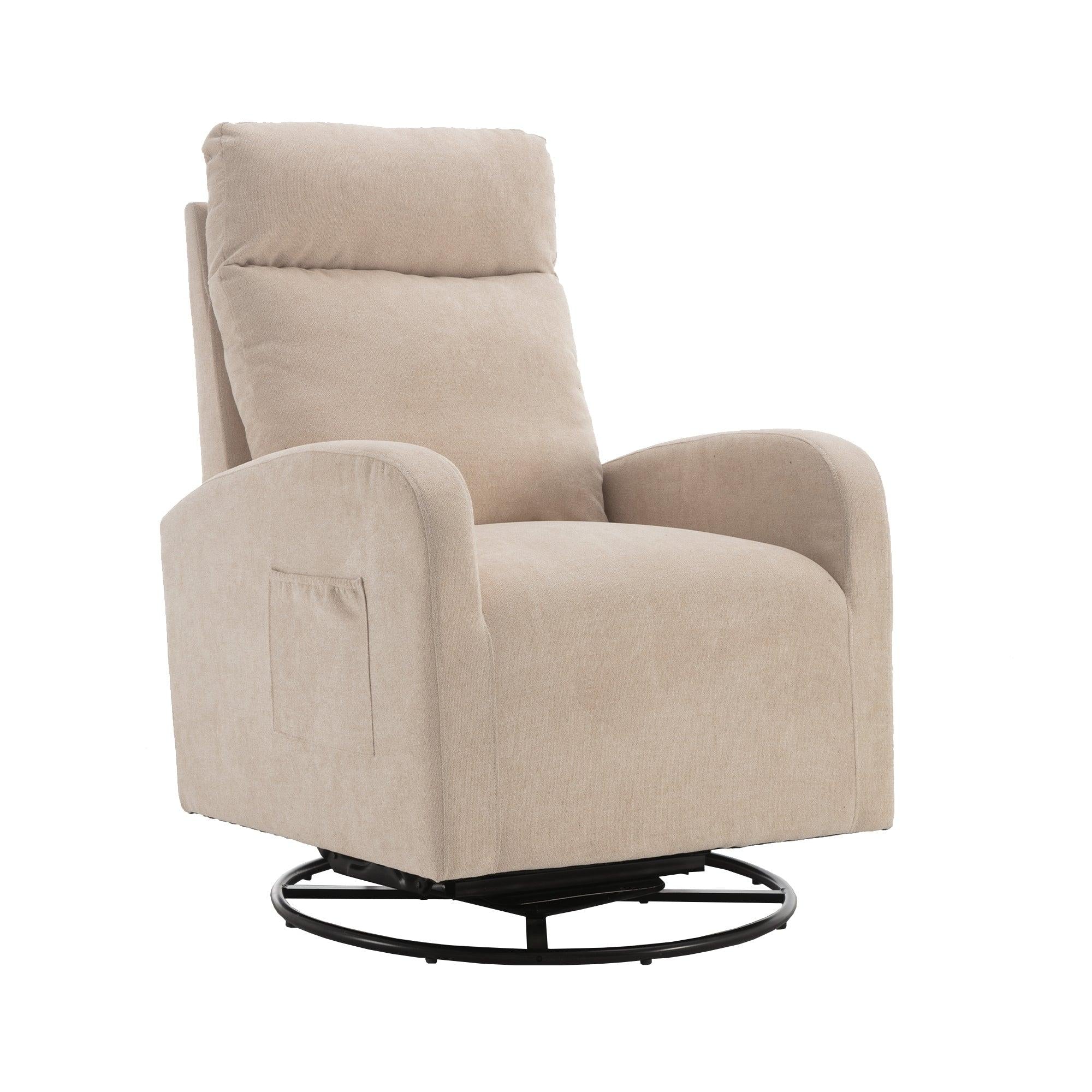 Upholstered Swivel Glider.Rocking Chair for Nursery in Beige.Modern Style One Left Bag