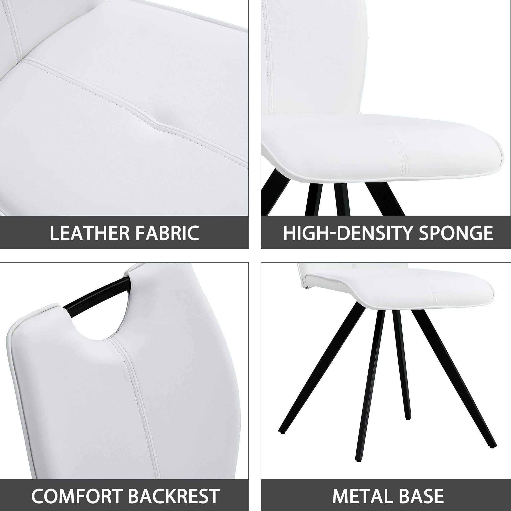 Modern Middle Ages Grey Dining Chairs Set of 2,Office chair. Living Room Armless Accent PU Leather Chairs for Home, Kitchen, Cafe, Office,Dresser ,Waiting Room, Farmhouse,Restaurant(White)